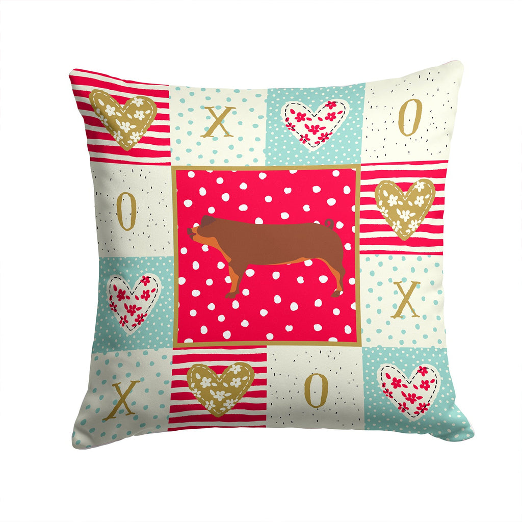 Duroc Pig Love Decorative Throw Pillow 14x14 Indoor Outdoor Accent Cushion, Fabric Cover with Insert for Sofa, Bed, Porch & Living Room