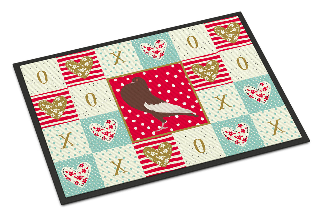 English Pouter Pigeon Love Doormat Indoor Outdoor 18H X 27W Front Door Mat Rugs for Entryway, Non Slip Washable