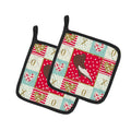 English Pouter Pigeon Love Pot Holder Set of 2 Heat Resistant Quilted Hot Pads 7.5 x 7.5 Inch, Insulated Kitchen Trivets for Cooking & Baking