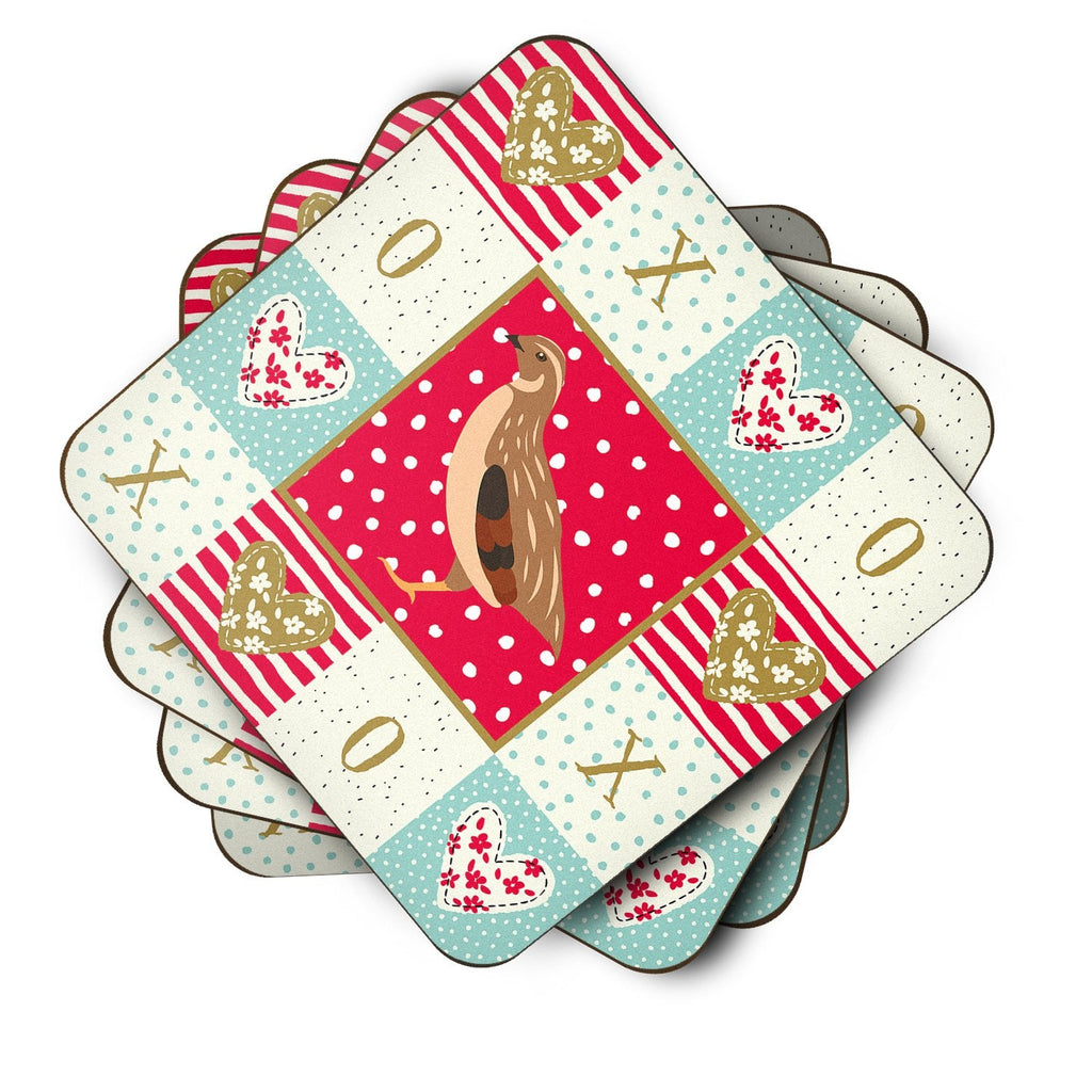 Golden Phoenix Quail Love Foam Coasters Set of 4 Cup Coasters for Indoor Outdoor, Tabletop Protection, Anti Slip, Mouse pad Material