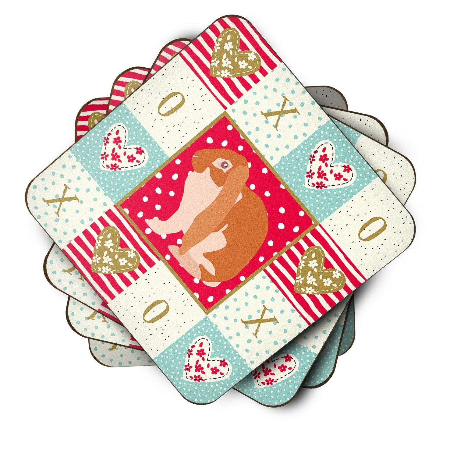 English Lop Rabbit Love Foam Coasters Set of 4 Cup Coasters for Indoor Outdoor, Tabletop Protection, Anti Slip, Mouse pad Material