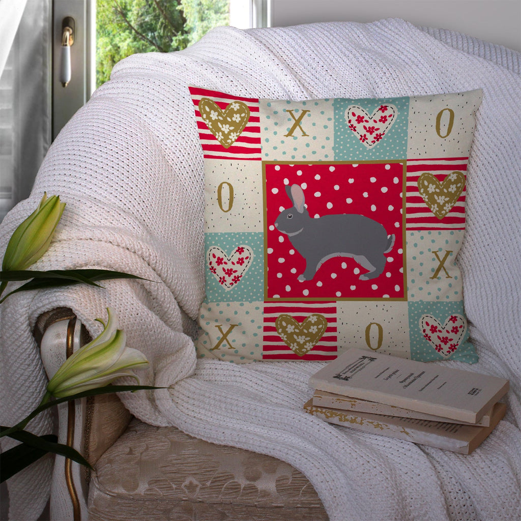 Giant Chinchilla Rabbit Love Decorative Throw Pillow 14x14 Indoor Outdoor Accent Cushion, Fabric Cover with Insert for Sofa, Bed, Porch & Living Room