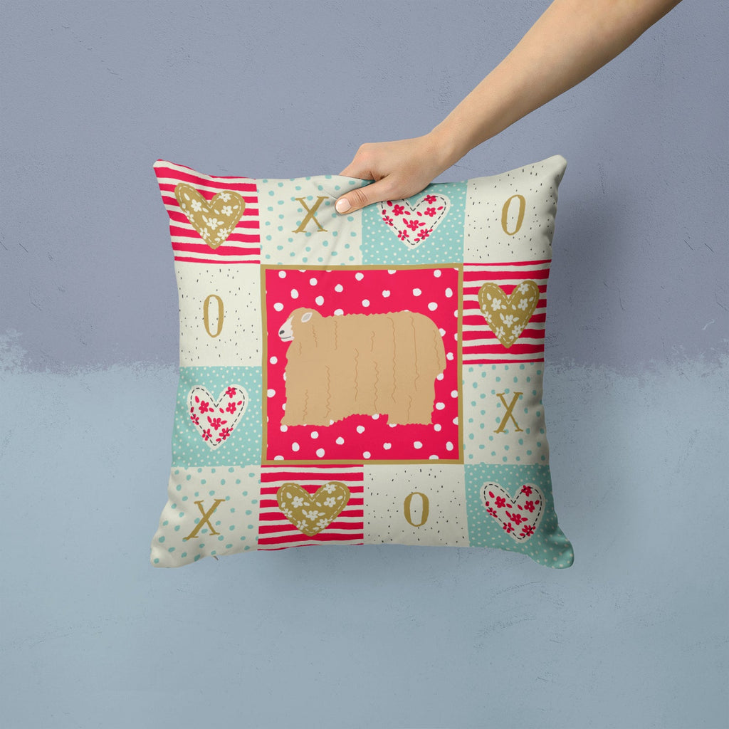 Lincoln Longwool Sheep Love Decorative Throw Pillow 14x14 Indoor Outdoor Accent Cushion, Fabric Cover with Insert for Sofa, Bed, Porch & Living Room