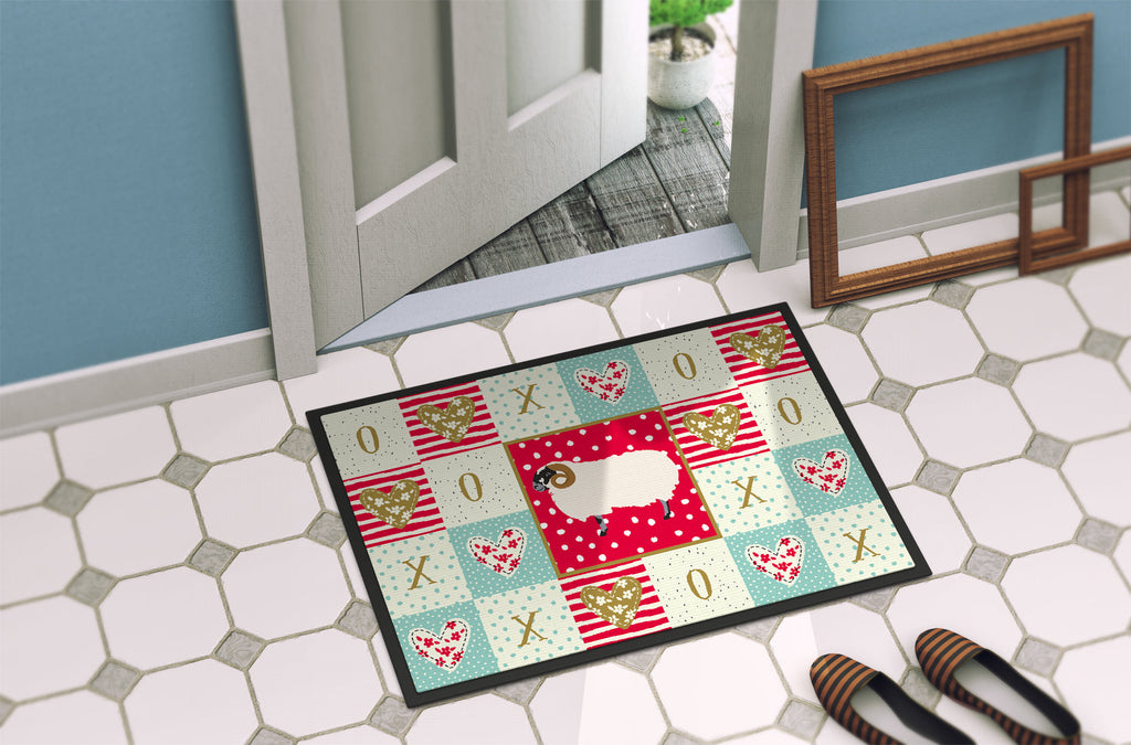 Scottish Blackface Sheep Love Doormat Indoor Outdoor 18H X 27W Front Door Mat Rugs for Entryway, Non Slip Washable