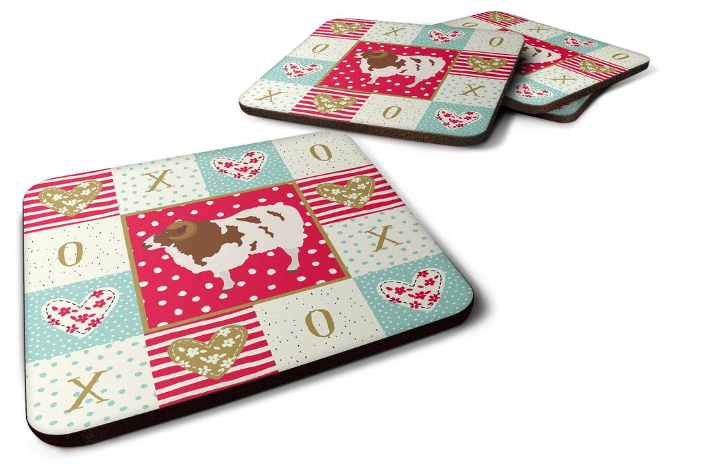 Jacob Sheep Love Foam Coasters Set of 4 Cup Coasters for Indoor Outdoor, Tabletop Protection, Anti Slip, Mouse pad Material
