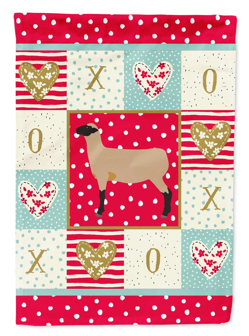 Hampshire Down Sheep Love House Flag 28x40 Porch Sleeve Pole Decorative Outside Yard Banner Artwork Wall Hanging, Polyester