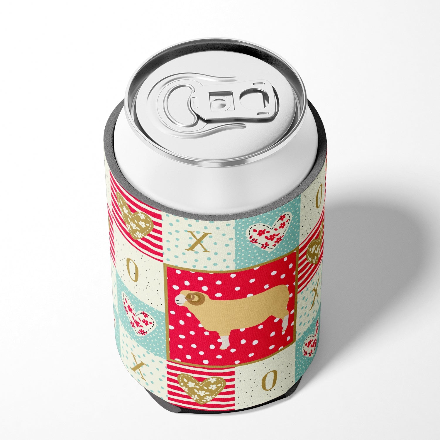 Horned Dorset Sheep Love Can or Bottle Hugger Cooler Sleeve for Standard 12 oz Cans, Insulated Foam Beer & Soda Can Hugger Reusable