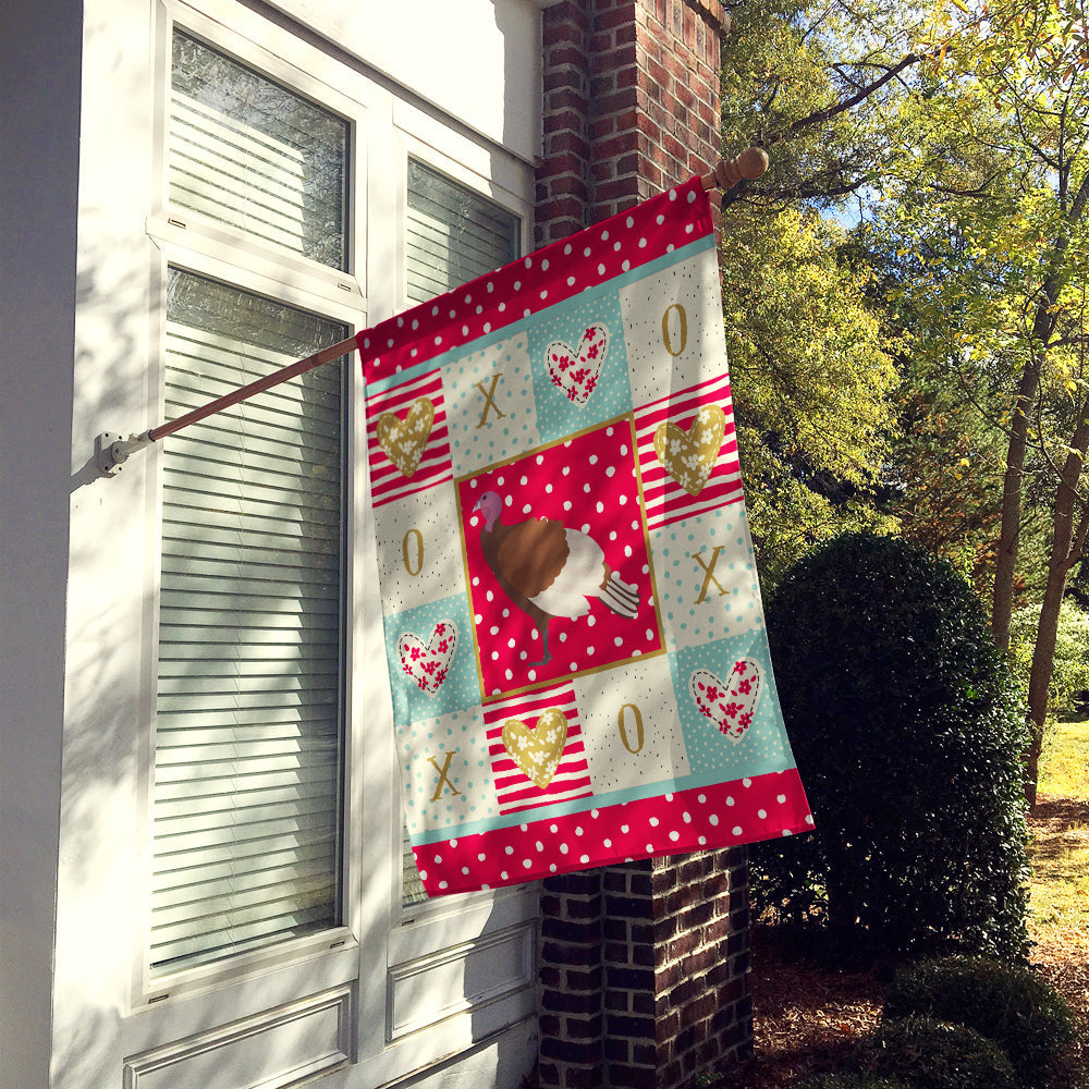 Bourbon Red Turkey Hen Love House Flag 28x40 Porch Sleeve Pole Decorative Outside Yard Banner Artwork Wall Hanging, Polyester