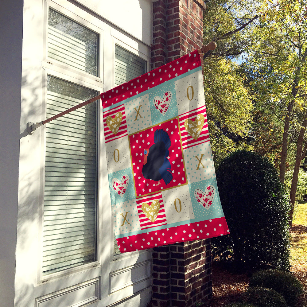 Norfolk Black Turkey Love House Flag 28x40 Porch Sleeve Pole Decorative Outside Yard Banner Artwork Wall Hanging, Polyester