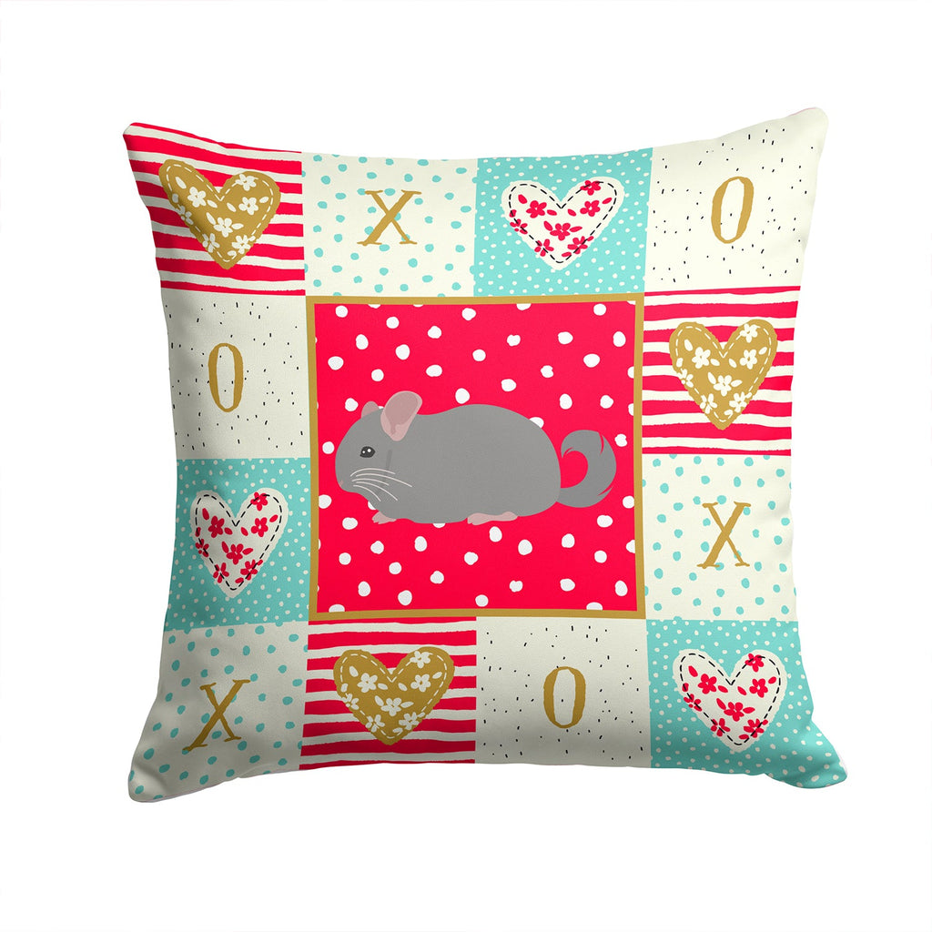 Agouti Chinchilla Love Decorative Throw Pillow 14x14 Indoor Outdoor Accent Cushion, Fabric Cover with Insert for Sofa, Bed, Porch & Living Room