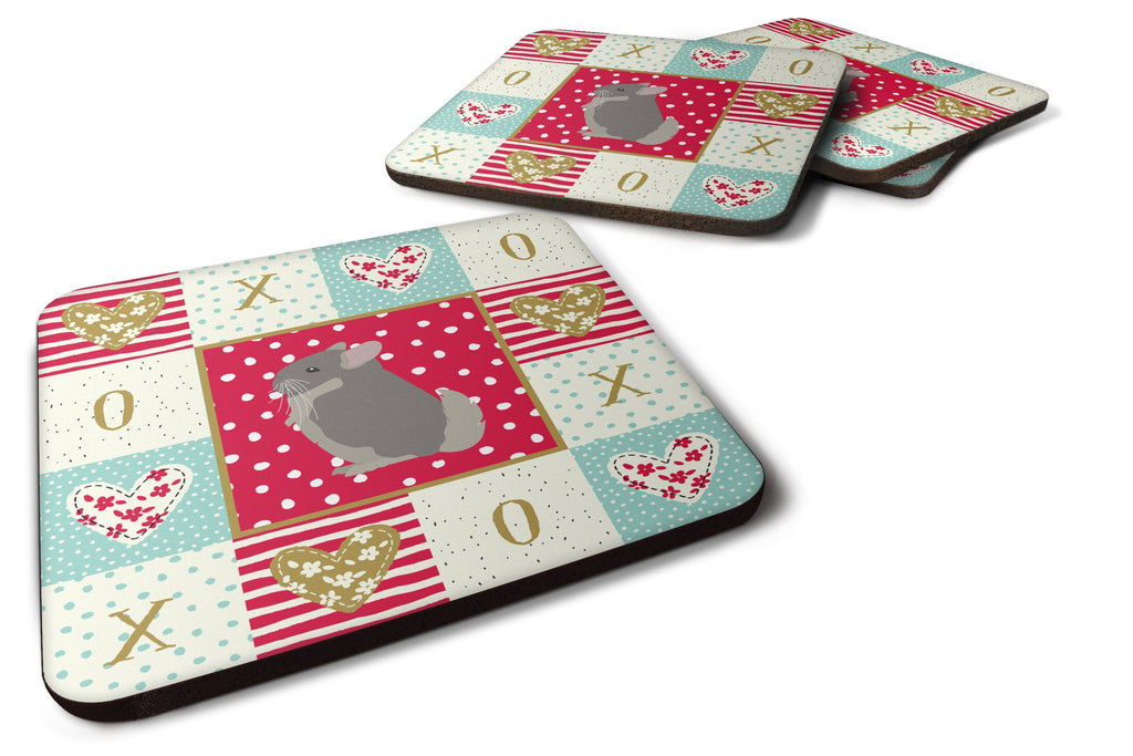 Beige Wellman Chinchilla Love Foam Coasters Set of 4 Cup Coasters for Indoor Outdoor, Tabletop Protection, Anti Slip, Mouse pad Material