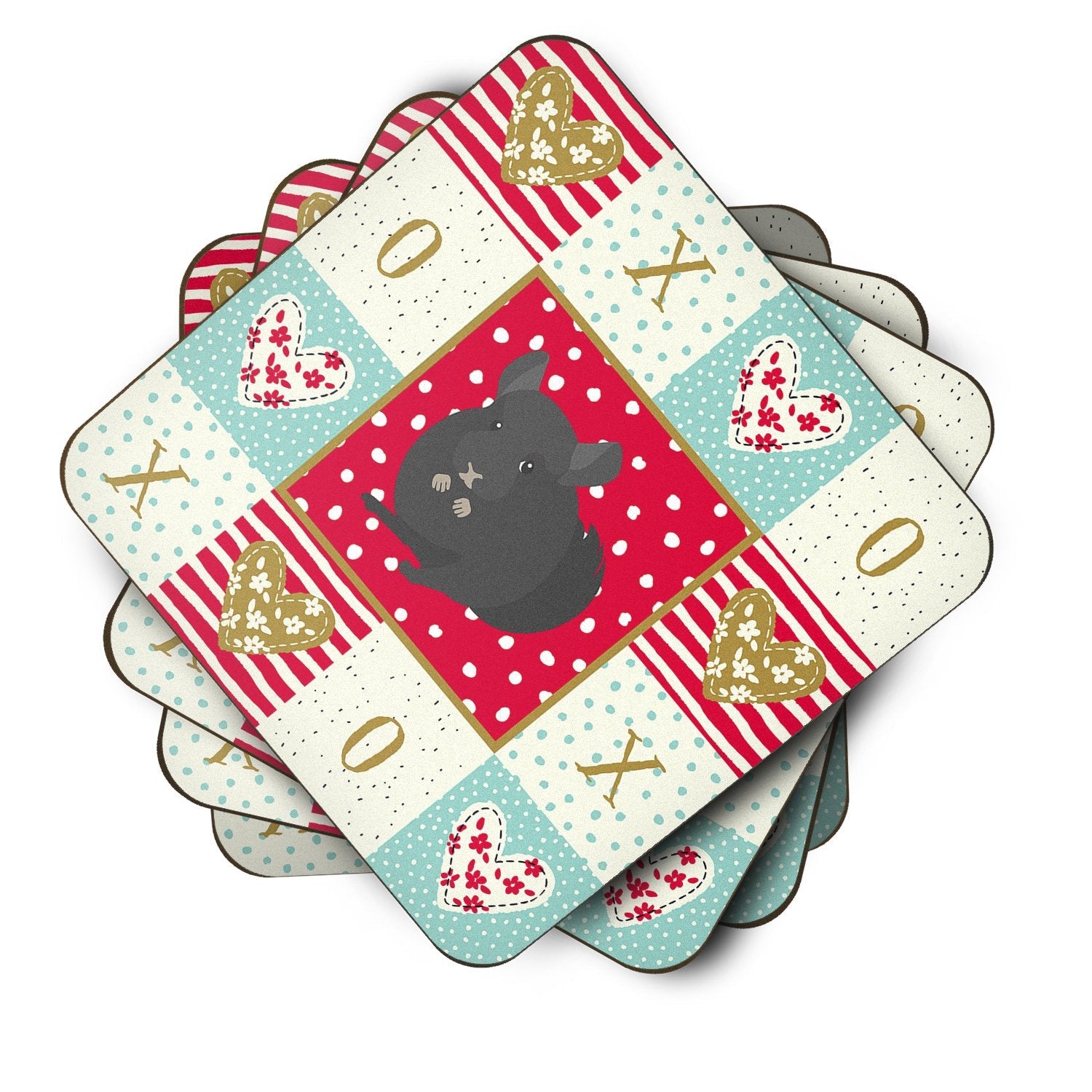 Charcoal Chinchilla Love Foam Coasters Set of 4 Cup Coasters for Indoor Outdoor, Tabletop Protection, Anti Slip, Mouse pad Material