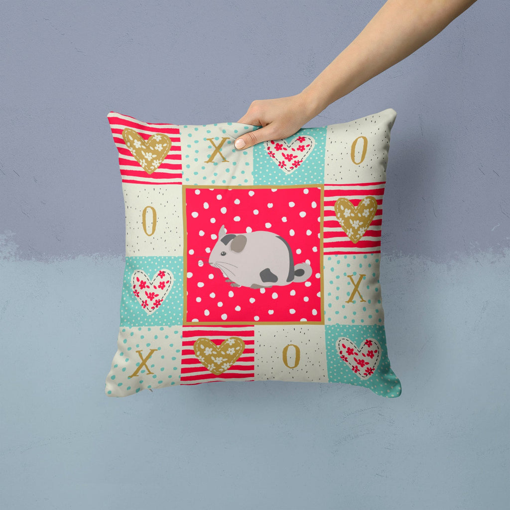 Mosaic Chinchilla Love Decorative Throw Pillow 14x14 Indoor Outdoor Accent Cushion, Fabric Cover with Insert for Sofa, Bed, Porch & Living Room