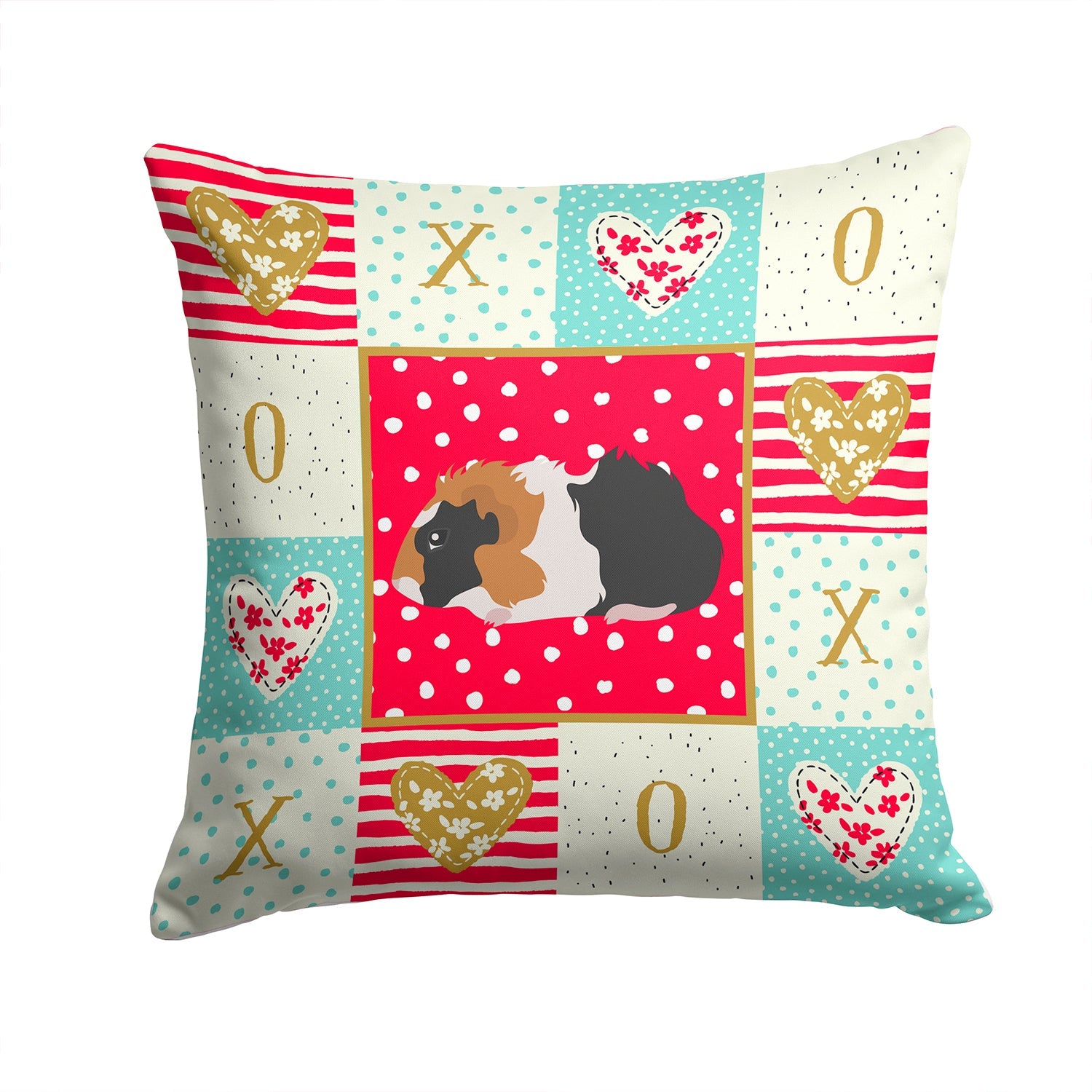 Abyssinian Guinea Pig Love Decorative Throw Pillow 14x14 Indoor Outdoor Accent Cushion, Fabric Cover with Insert for Sofa, Bed, Porch & Living Room