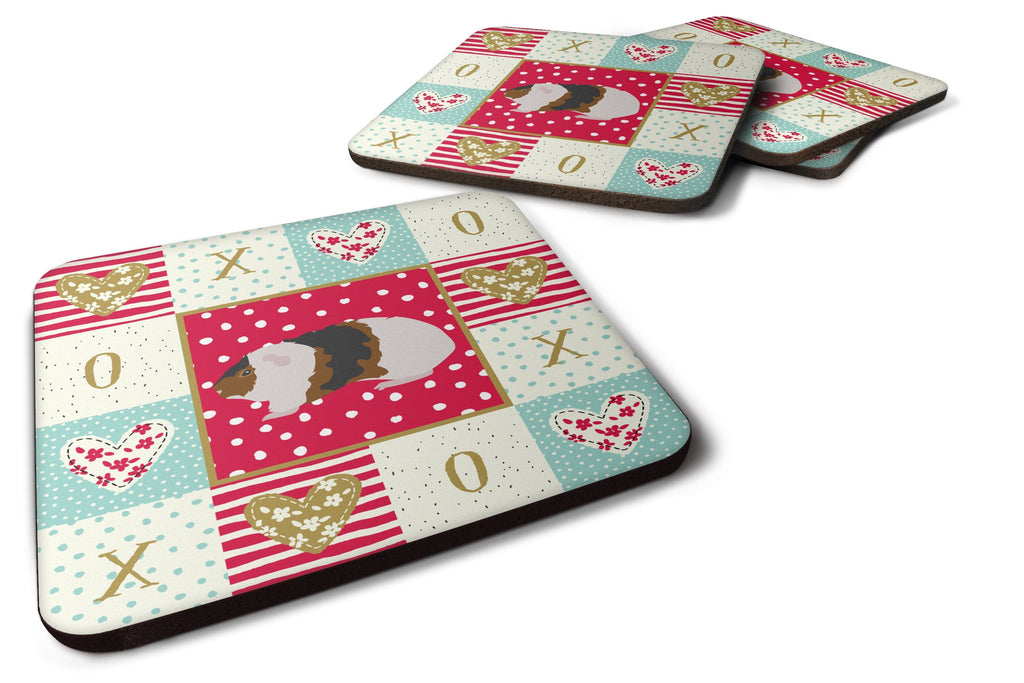 Teddy Guinea Pig Love Foam Coasters Set of 4 Cup Coasters for Indoor Outdoor, Tabletop Protection, Anti Slip, Mouse pad Material
