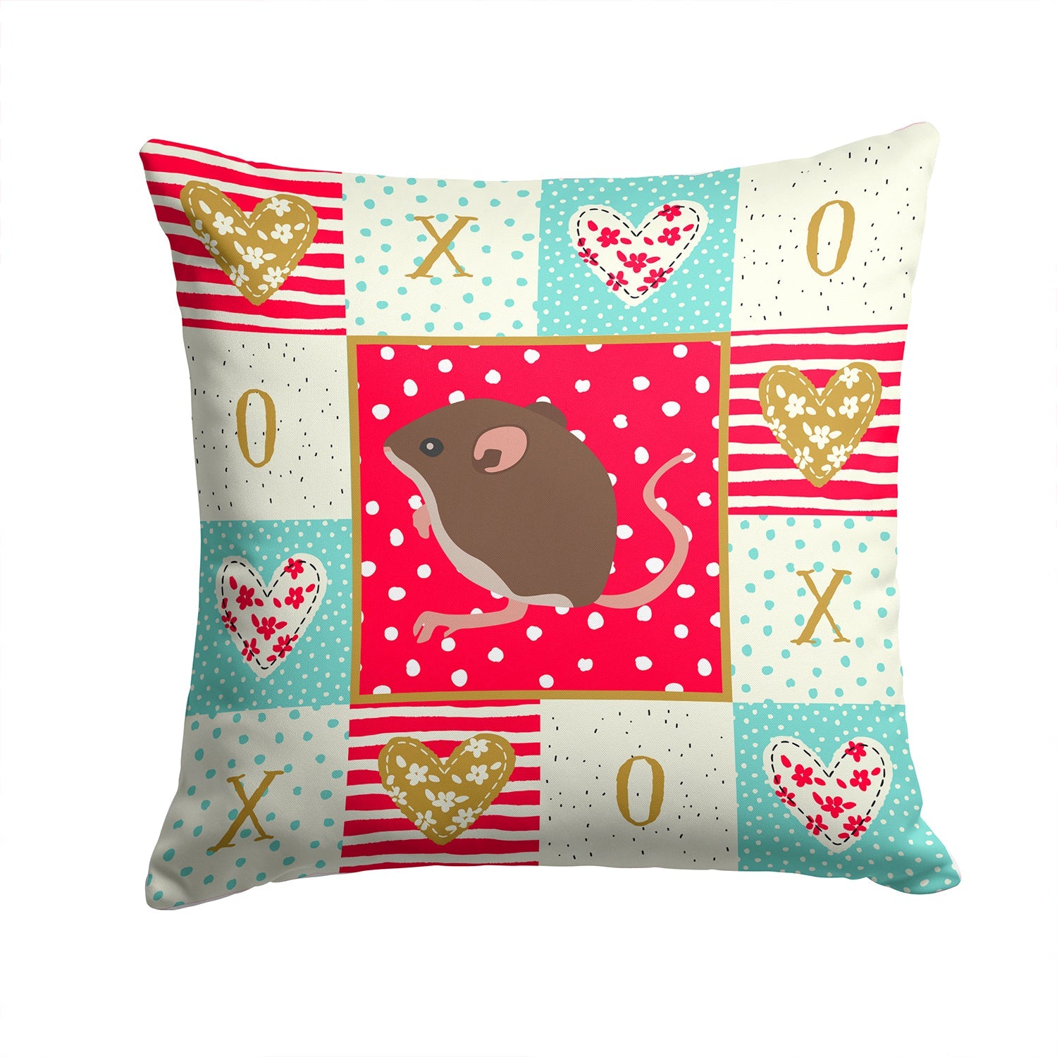Baby Mouse Love Decorative Throw Pillow 14x14 Indoor Outdoor Accent Cushion, Fabric Cover with Insert for Sofa, Bed, Porch & Living Room