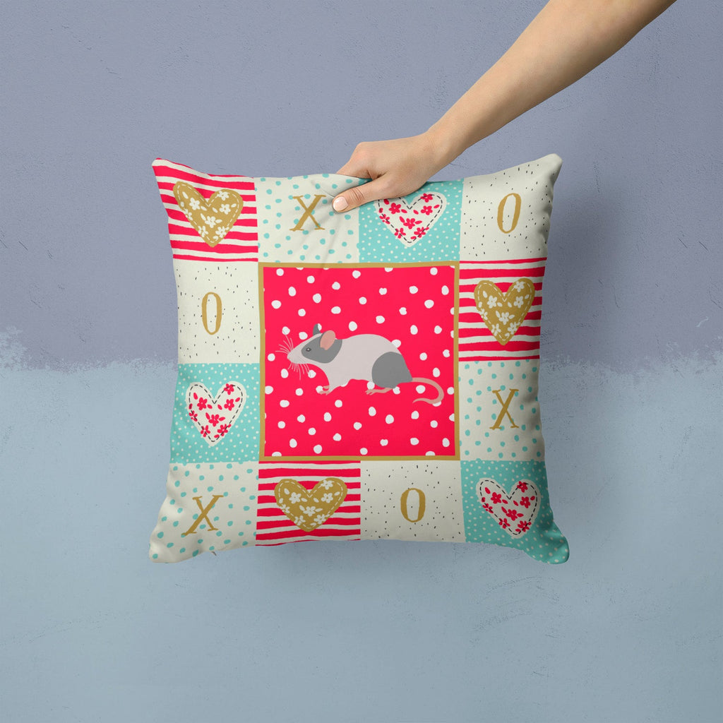 Japanese Mouse Love Decorative Throw Pillow 14x14 Indoor Outdoor Accent Cushion, Fabric Cover with Insert for Sofa, Bed, Porch & Living Room