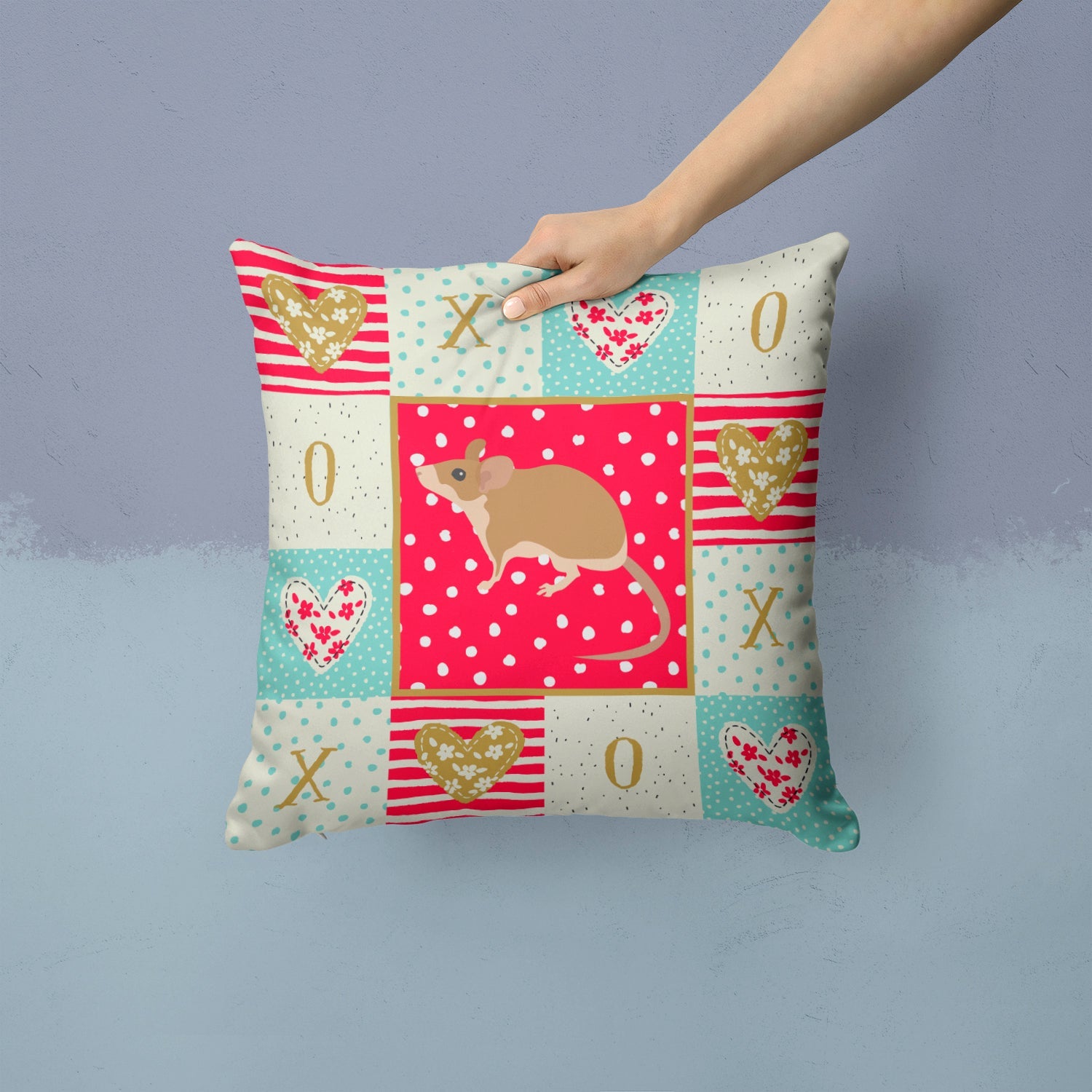 Spiny Mouse Love Decorative Throw Pillow 14x14 Indoor Outdoor Accent Cushion, Fabric Cover with Insert for Sofa, Bed, Porch & Living Room