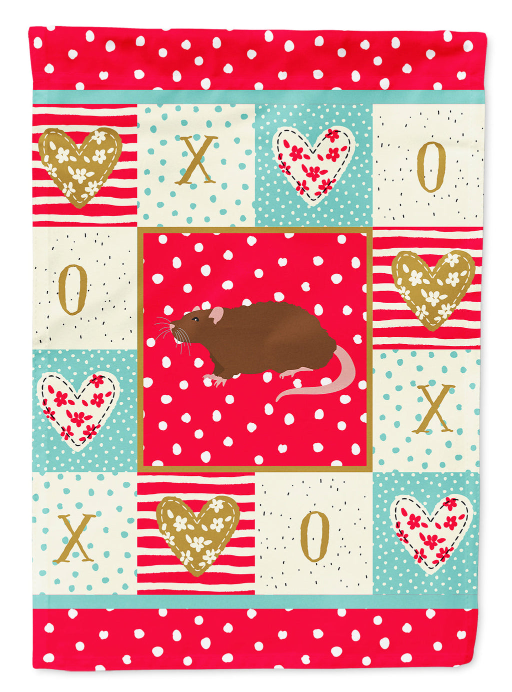 Rex Rat Love House Flag 28x40 Porch Sleeve Pole Decorative Outside Yard Banner Artwork Wall Hanging, Polyester