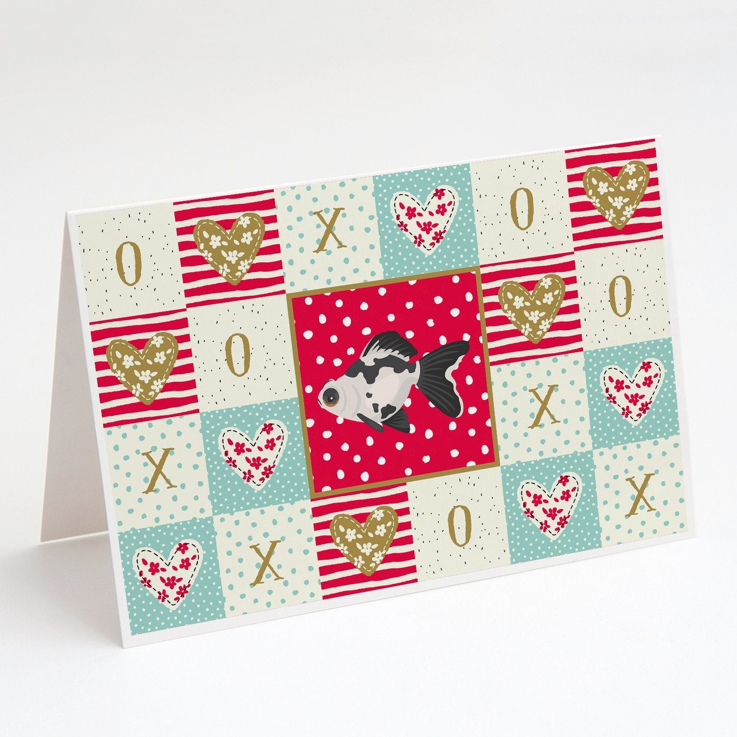 Telescope Eye Goldfish Love Greeting Cards Pack of 8 Blank Cards with Envelopes Whimsical A7 Size 5x7