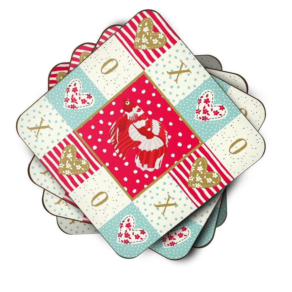 Veil Tail Betta Love Foam Coasters Set of 4 Cup Coasters for Indoor Outdoor, Tabletop Protection, Anti Slip, Mouse pad Material