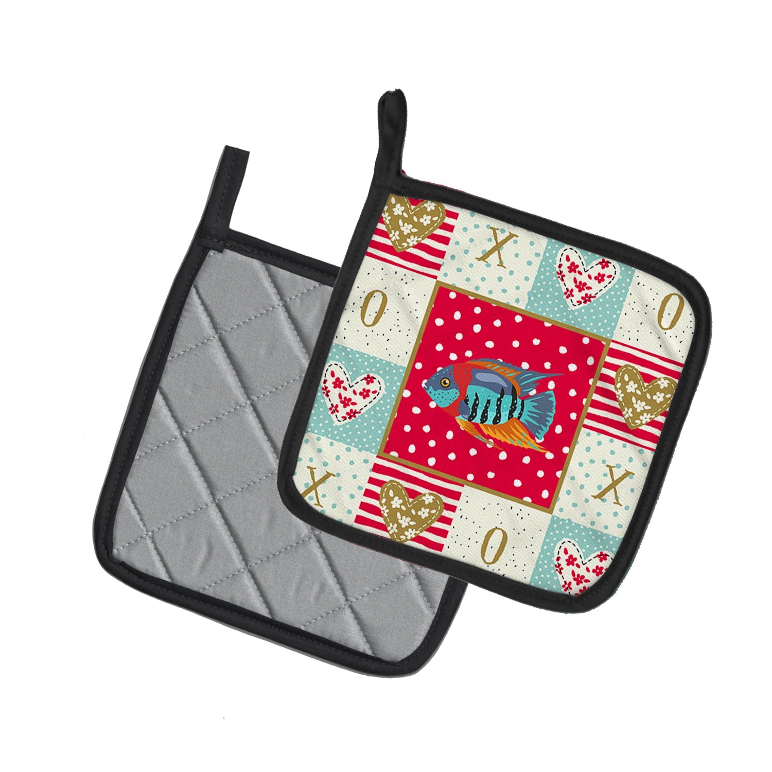 Severum Love Pot Holder Set of 2 Heat Resistant Quilted Hot Pads 7.5 x 7.5 Inch, Insulated Kitchen Trivets for Cooking & Baking