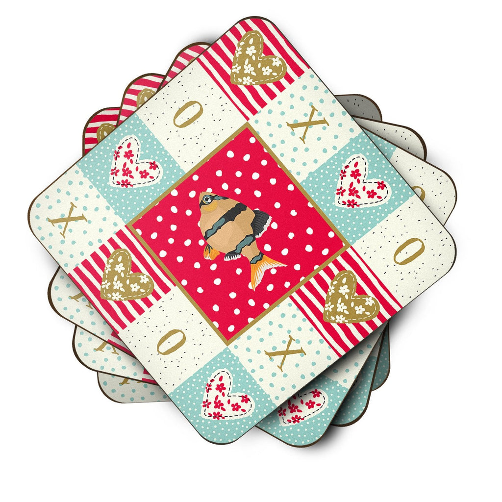 Tiger Barb Love Foam Coasters Set of 4 Cup Coasters for Indoor Outdoor, Tabletop Protection, Anti Slip, Mouse pad Material