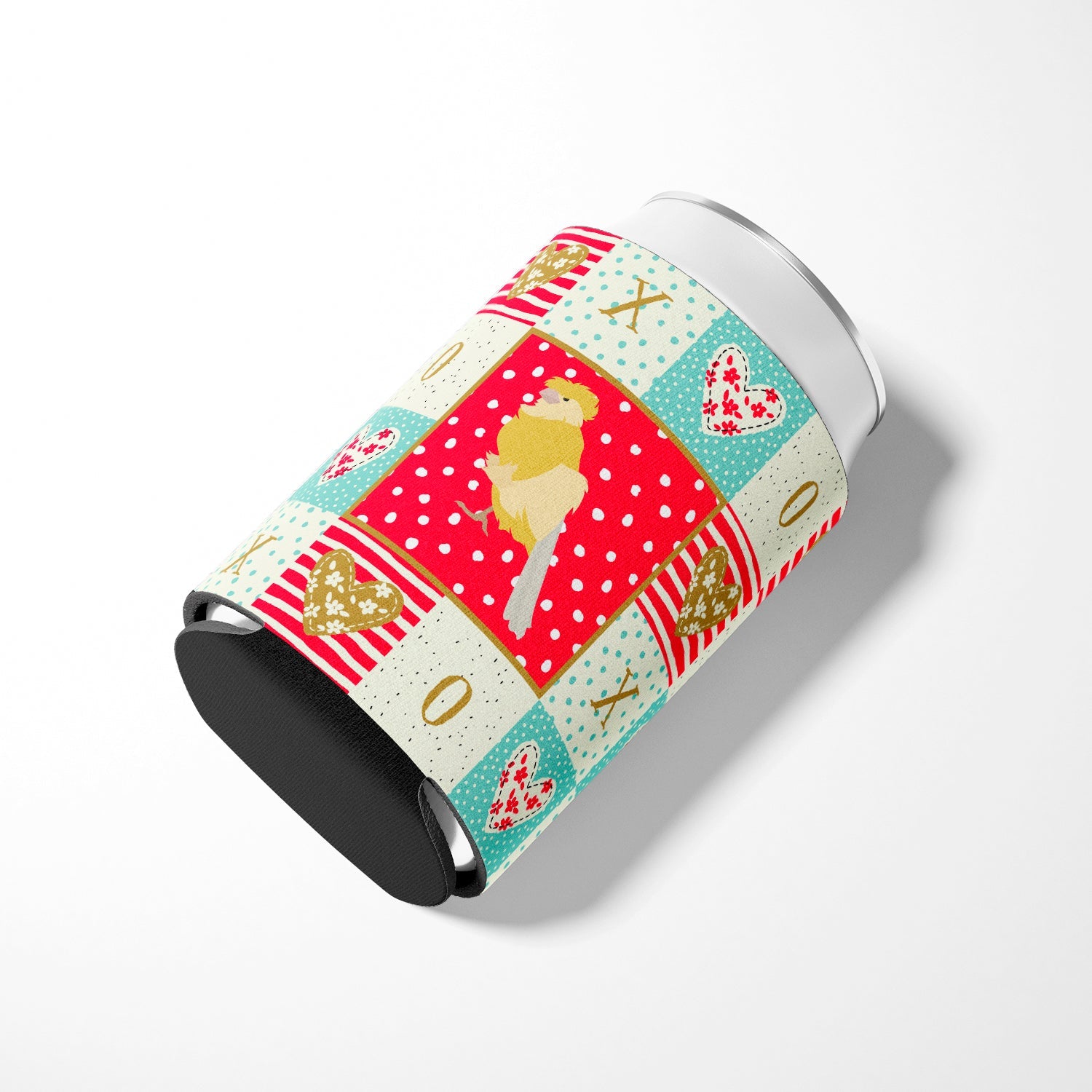 French Curly Canary Love Can or Bottle Hugger Cooler Sleeve for Standard 12 oz Cans, Insulated Foam Beer & Soda Can Hugger Reusable