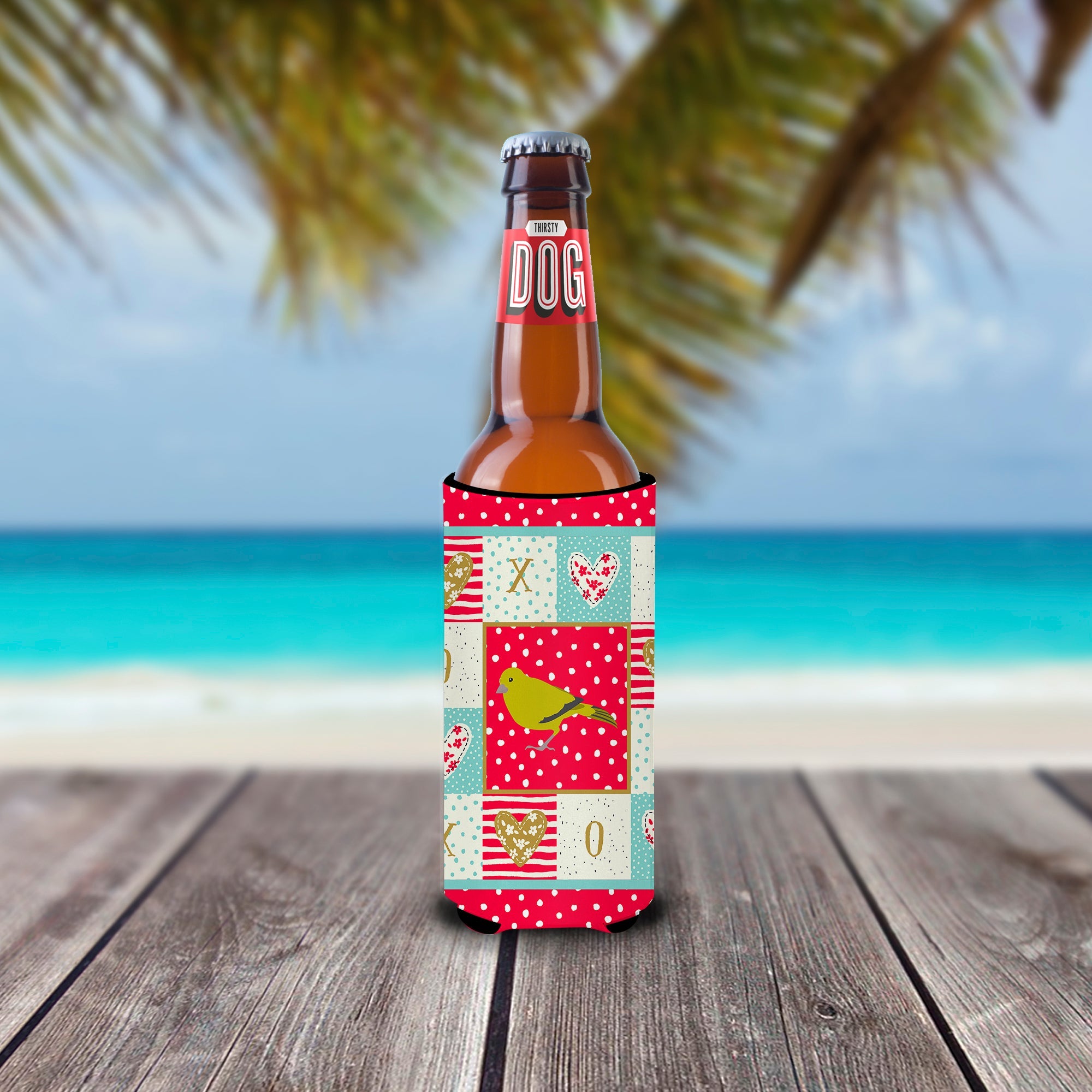 London Canary Love Slim Can Hugger , Insulated Foam Hugger for 12 oz Slim Cans, Beer Bottles & Water Bottles, Printed in USA