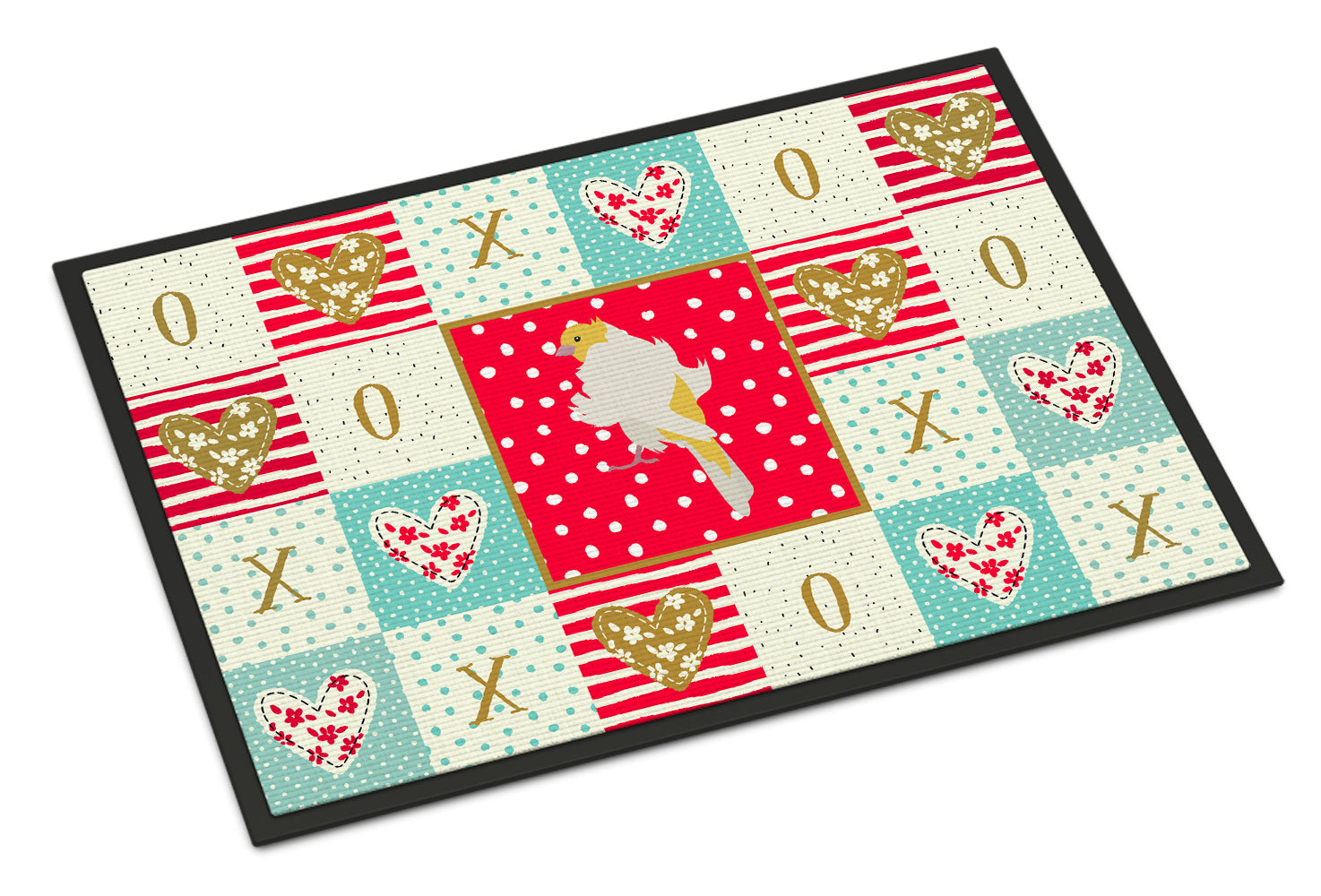 Parisian Trumpeter Canary Love Doormat Indoor Outdoor 18H X 27W Front Door Mat Rugs for Entryway, Non Slip Washable