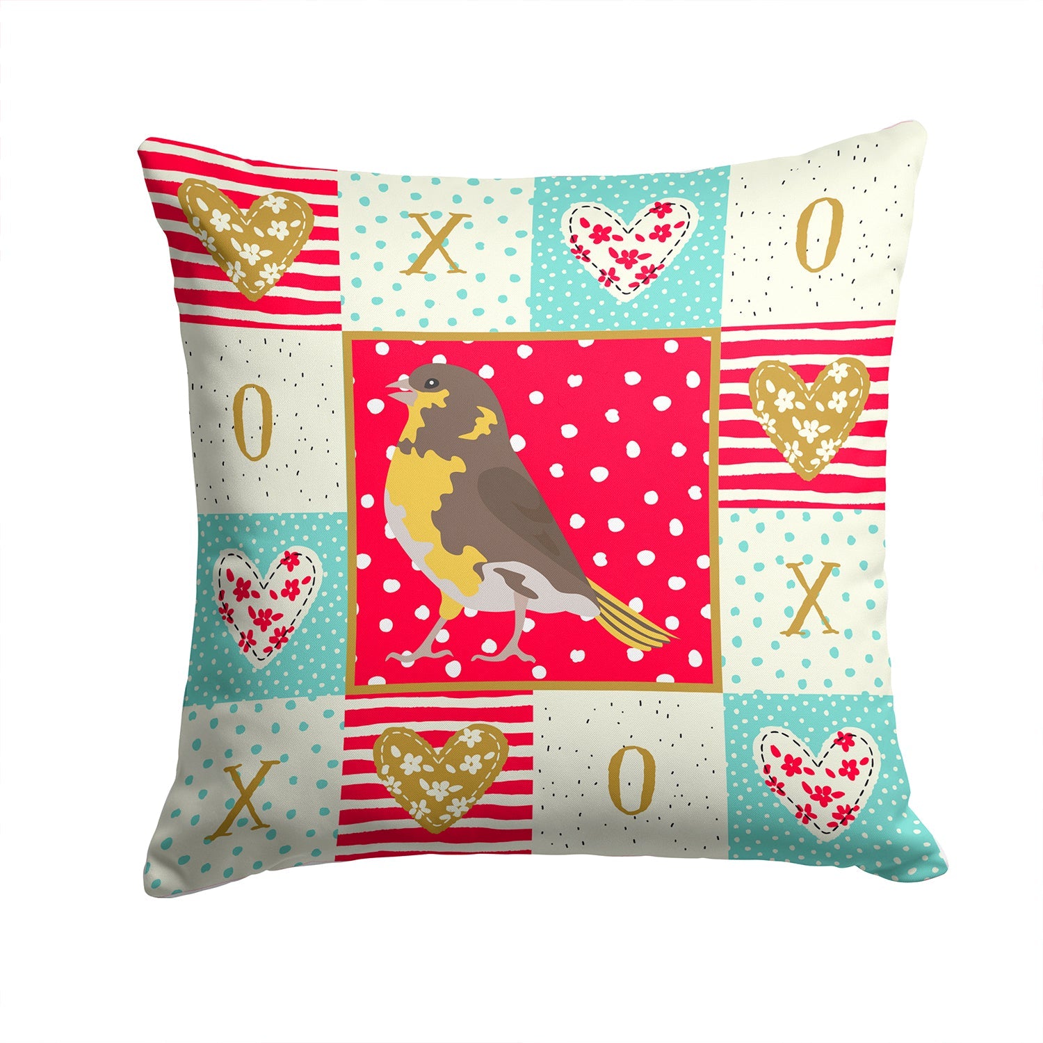 Spanish Canary Love Decorative Throw Pillow 14x14 Indoor Outdoor Accent Cushion, Fabric Cover with Insert for Sofa, Bed, Porch & Living Room