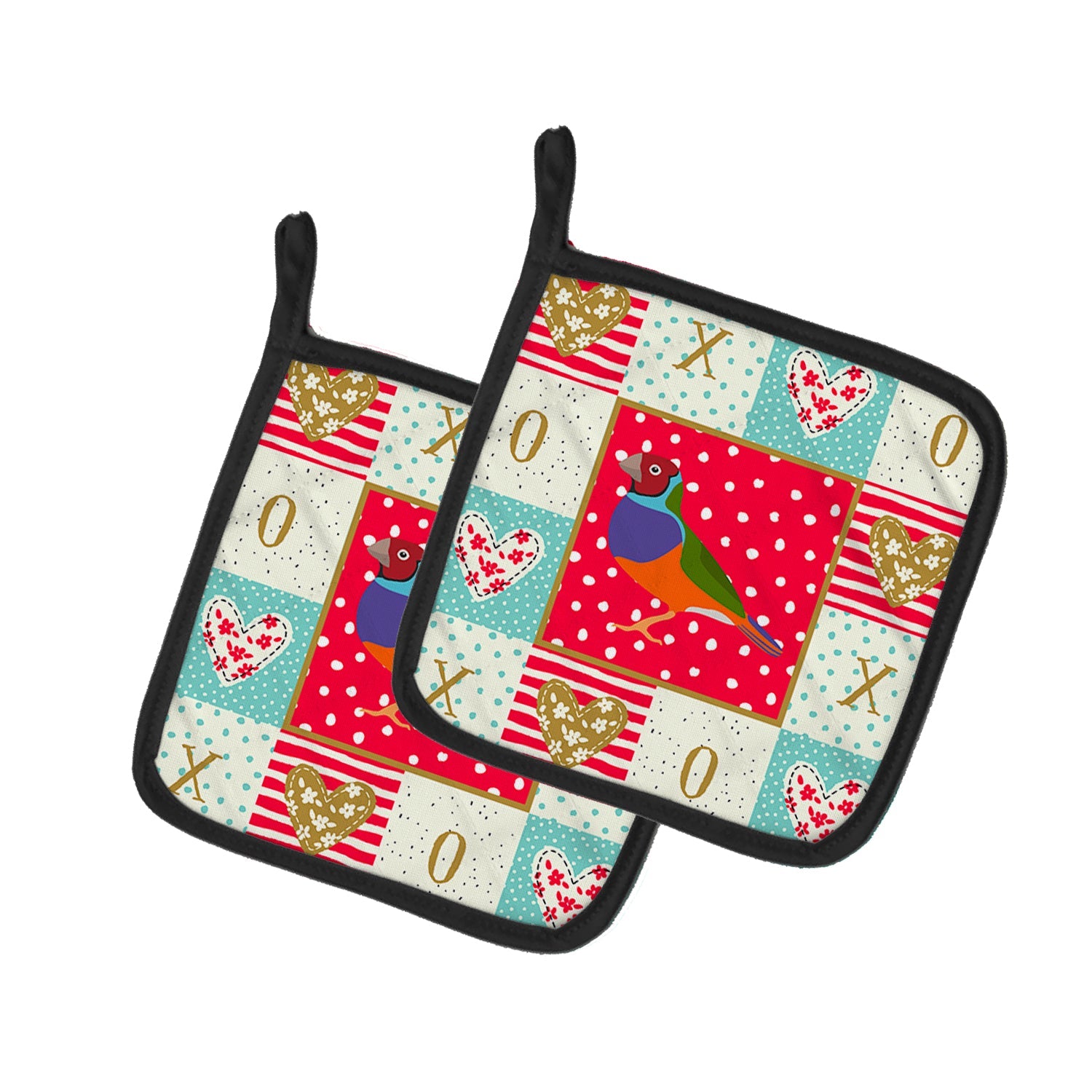 Amadina Love Pot Holder Set of 2 Heat Resistant Quilted Hot Pads 7.5 x 7.5 Inch, Insulated Kitchen Trivets for Cooking & Baking