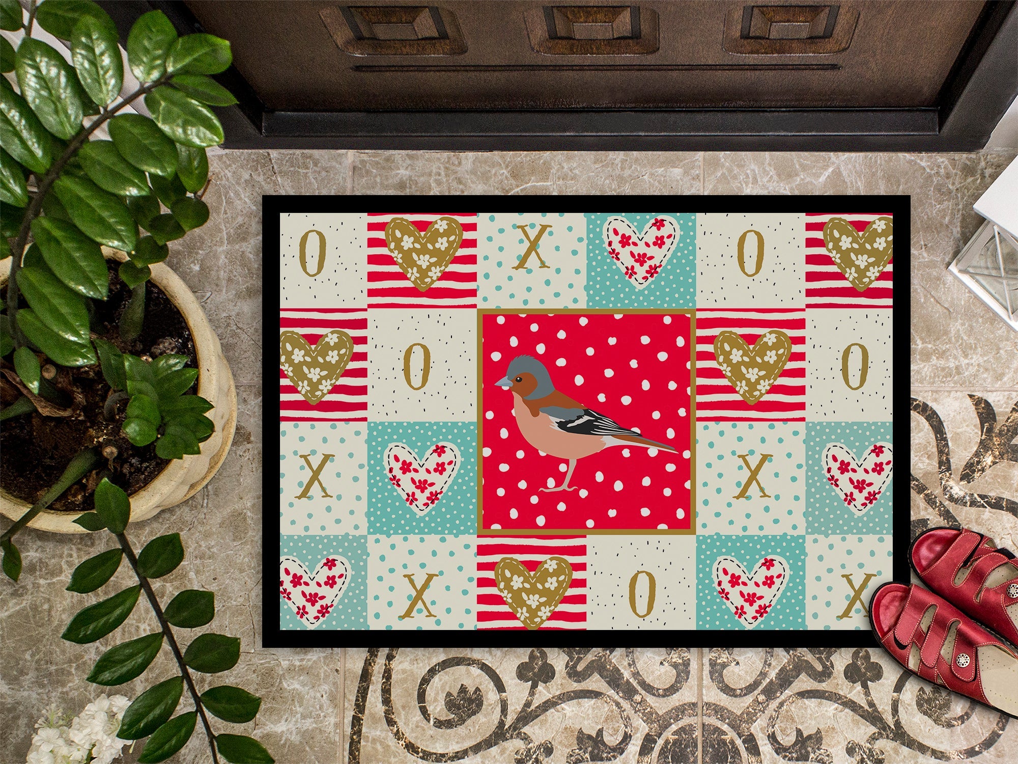 Finch Love Doormat Indoor Outdoor 24H X 36W Front Door Mat Rugs for Entryway, Non Slip Washable Low Pile,