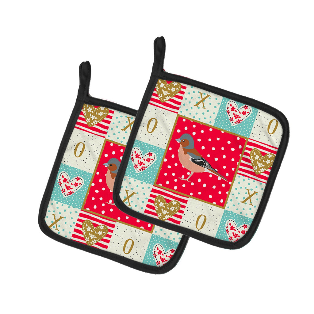 Finch Love Pot Holder Set of 2 Heat Resistant Quilted Hot Pads 7.5 x 7.5 Inch, Insulated Kitchen Trivets for Cooking & Baking