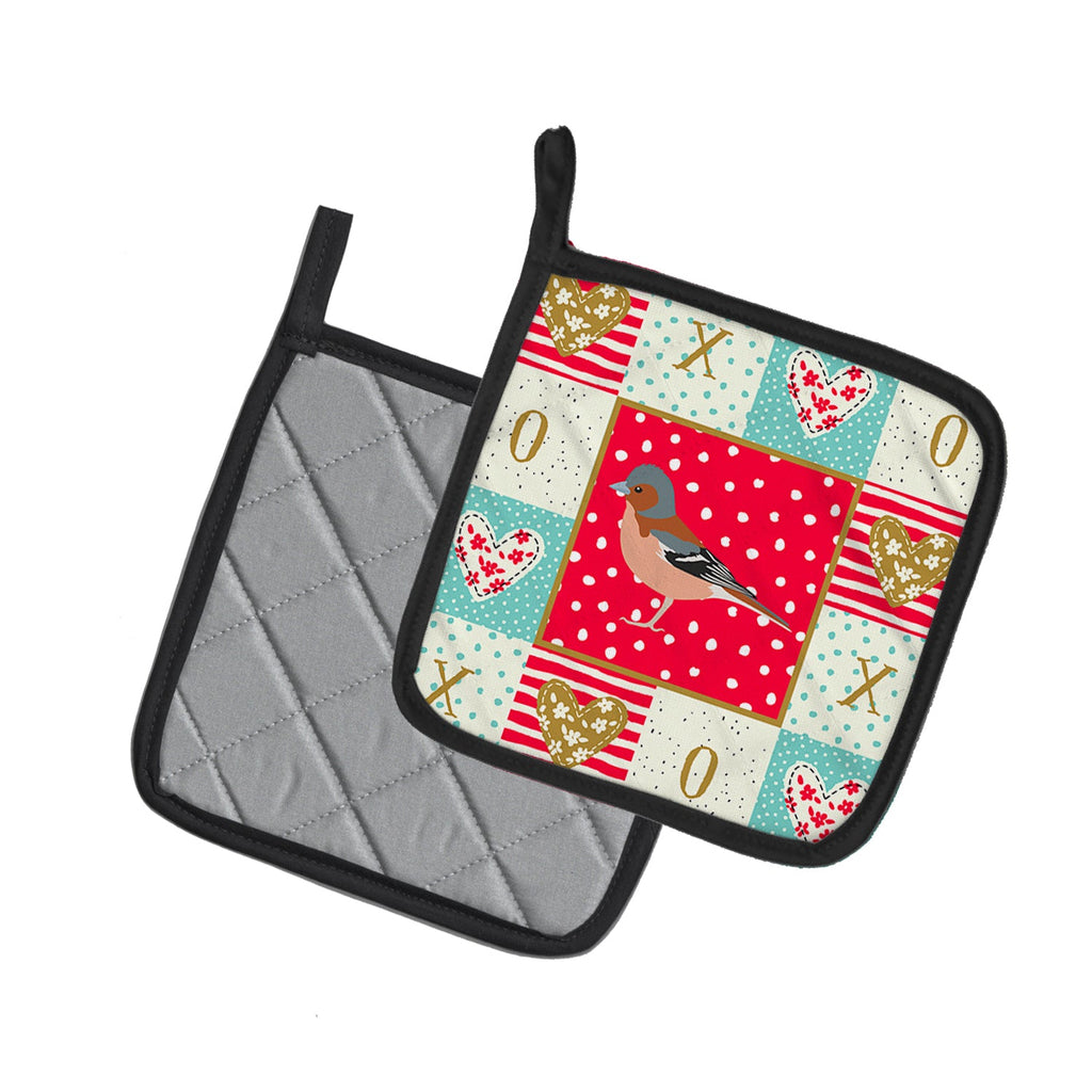 Finch Love Pot Holder Set of 2 Heat Resistant Quilted Hot Pads 7.5 x 7.5 Inch, Insulated Kitchen Trivets for Cooking & Baking