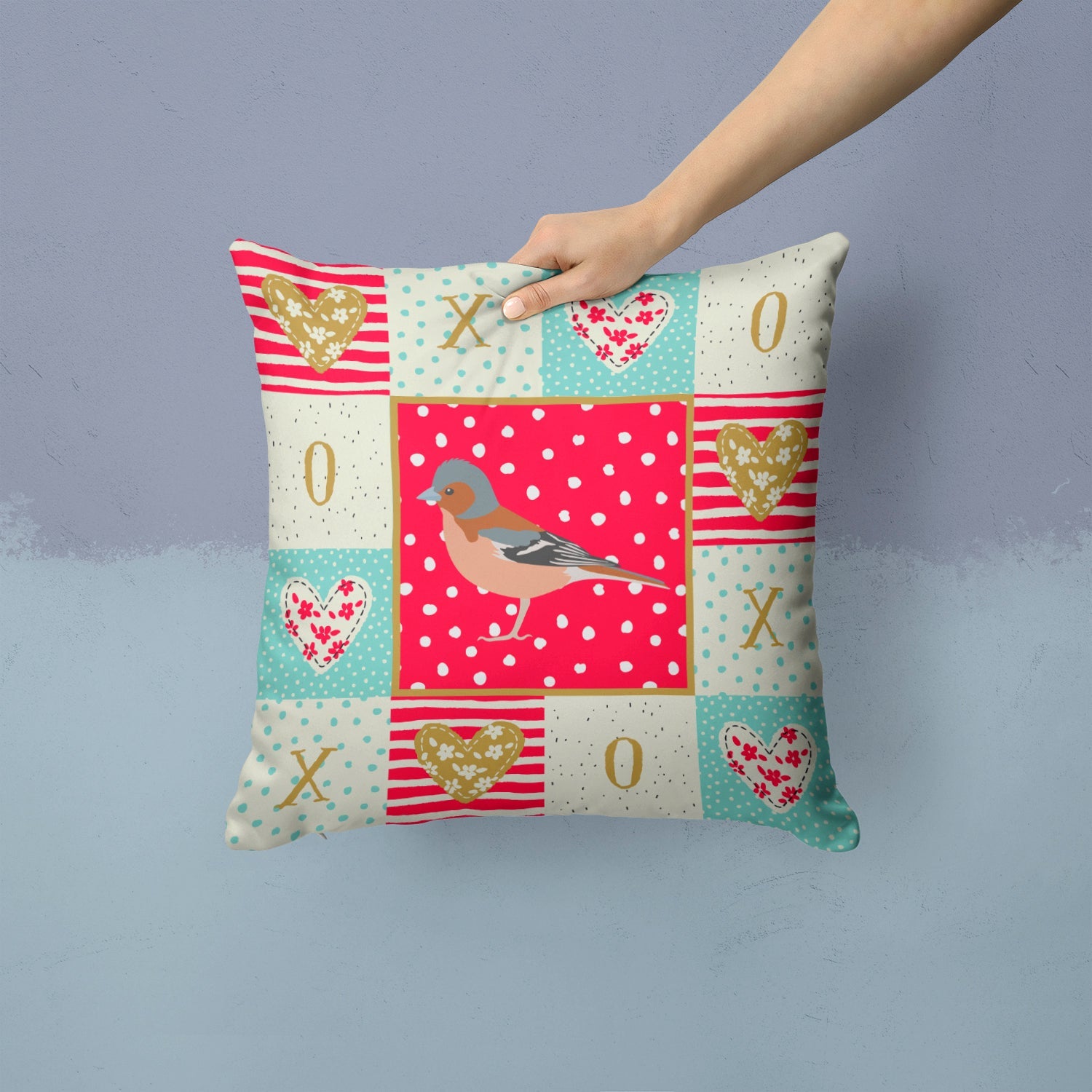 Finch Love Decorative Throw Pillow 14x14 Indoor Outdoor Accent Cushion, Fabric Cover with Insert for Sofa, Bed, Porch & Living Room