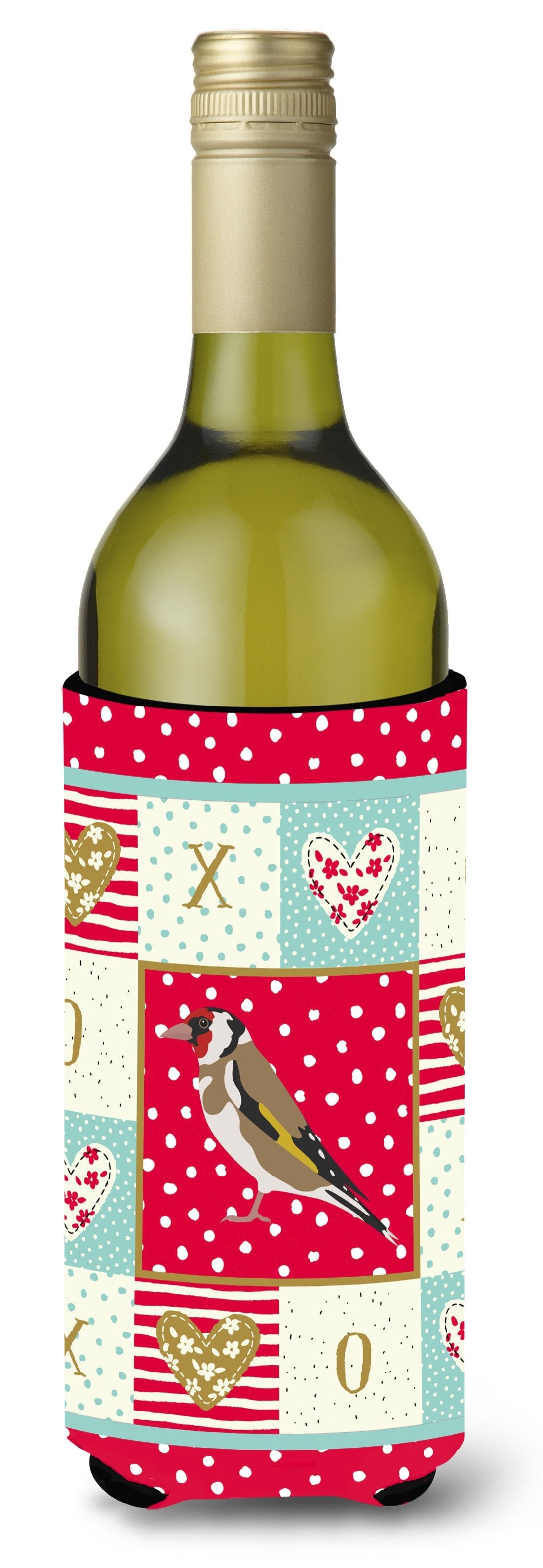 Gold Finch Love Wine Bottle Hugger Gift Sleeve for Standard 750 ml Bottles, Insulated Reusable Also Fits Mini Shot & Pint Bottles