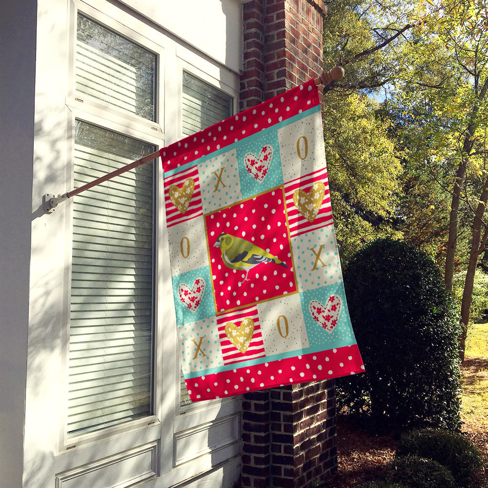 Siskin Love House Flag 28x40 Porch Sleeve Pole Decorative Outside Yard Banner Artwork Wall Hanging, Polyester