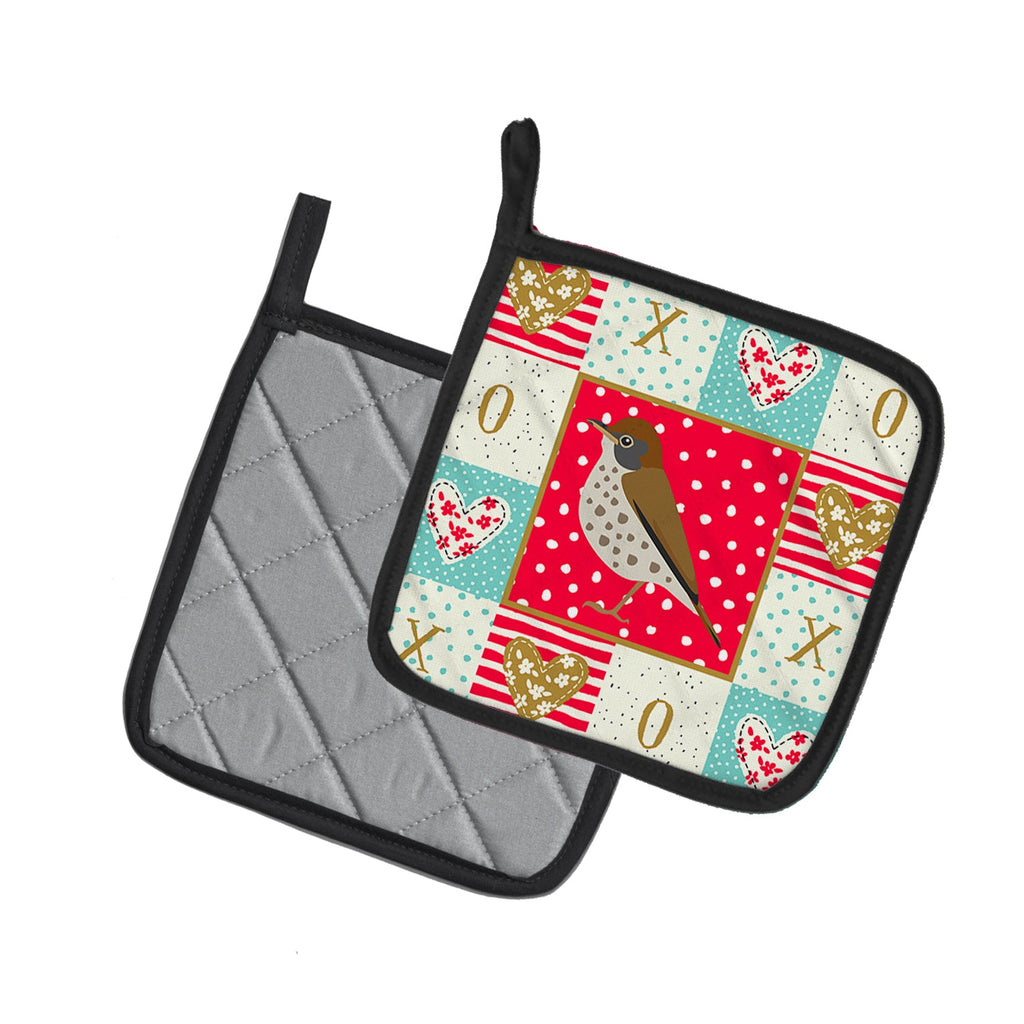 Thrush Love Pot Holder Set of 2 Heat Resistant Quilted Hot Pads 7.5 x 7.5 Inch, Insulated Kitchen Trivets for Cooking & Baking