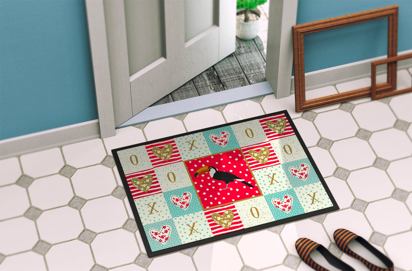 Toucan Love Doormat Indoor Outdoor 18H X 27W Front Door Mat Rugs for Entryway, Non Slip Washable