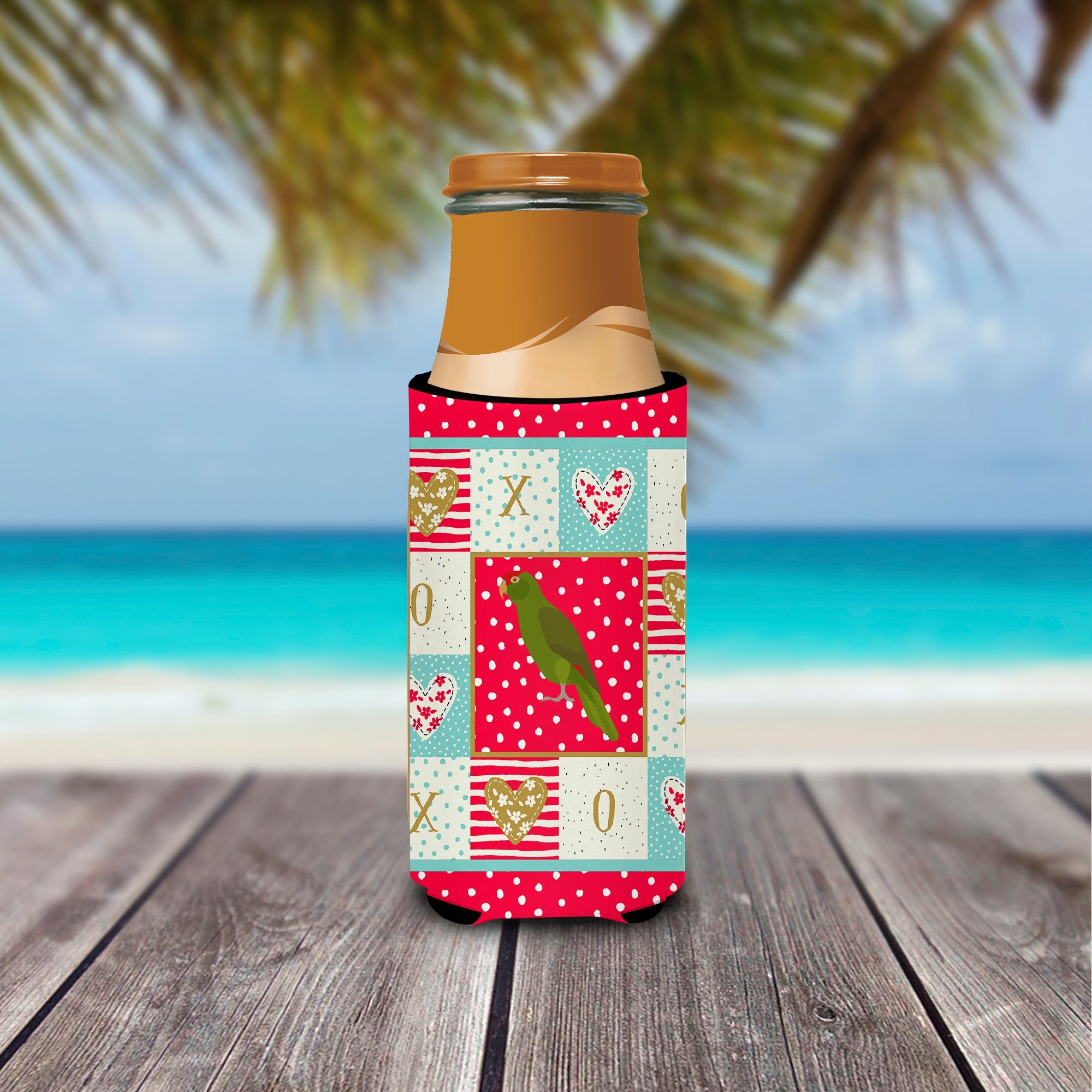 Amazon Parrot Love Slim Can Hugger , Insulated Foam Hugger for 12 oz Slim Cans, Beer Bottles & Water Bottles, Printed in USA