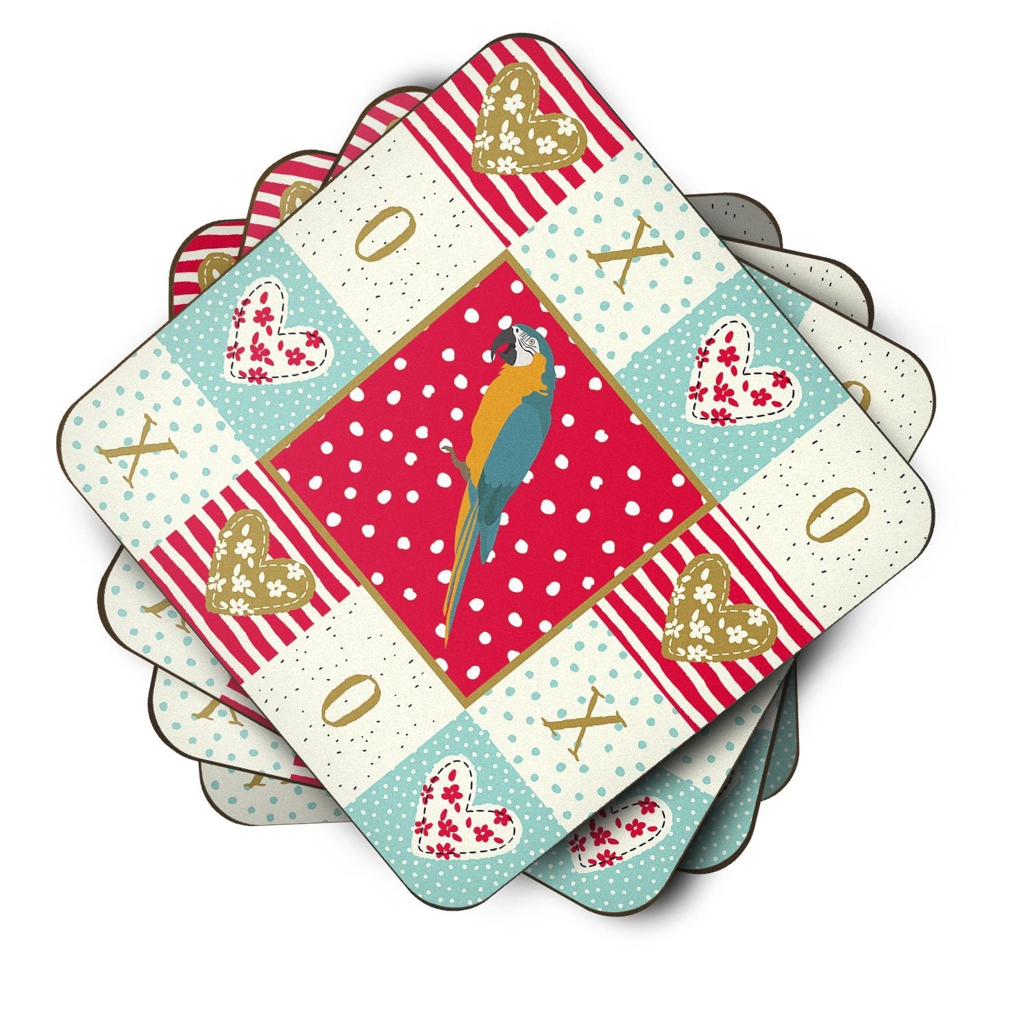 Macaw Love Foam Coasters Set of 4 Cup Coasters for Indoor Outdoor, Tabletop Protection, Anti Slip, Mouse pad Material
