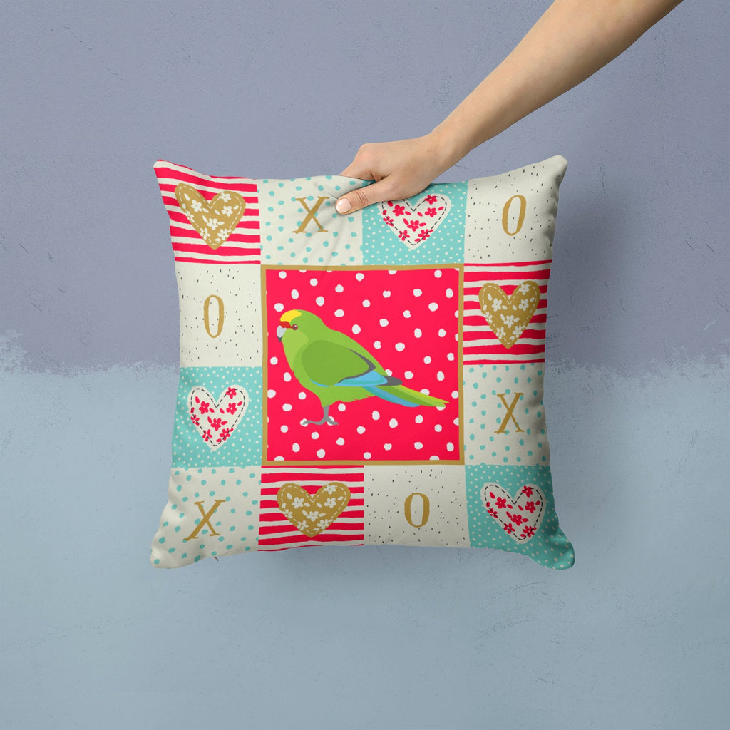 New Zealand Parakeet Love Decorative Throw Pillow 14x14 Indoor Outdoor Accent Cushion, Fabric Cover with Insert for Sofa, Bed, Porch & Living Room