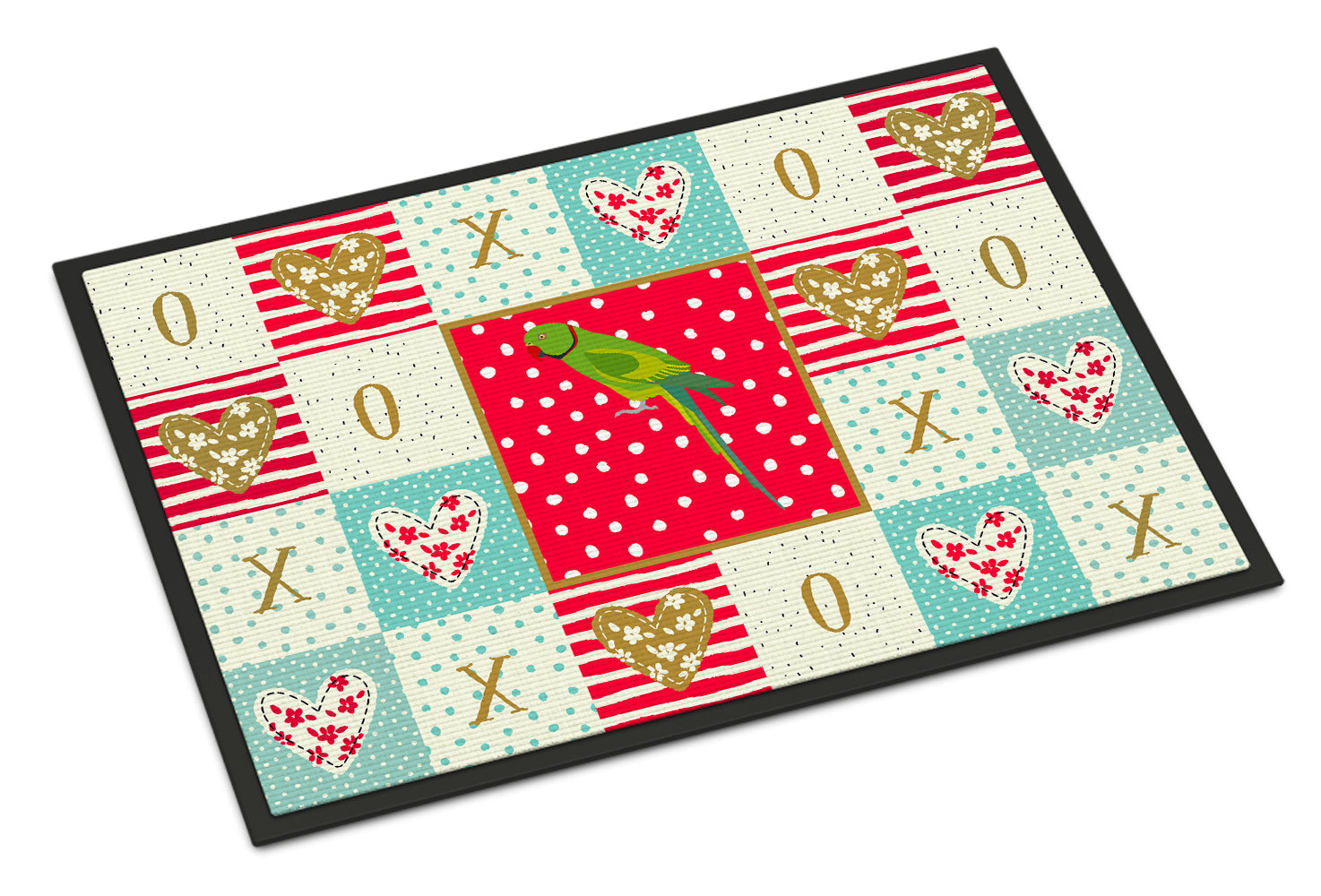 Ring-Necked Parakeet Love Doormat Indoor Outdoor 18H X 27W Front Door Mat Rugs for Entryway, Non Slip Washable