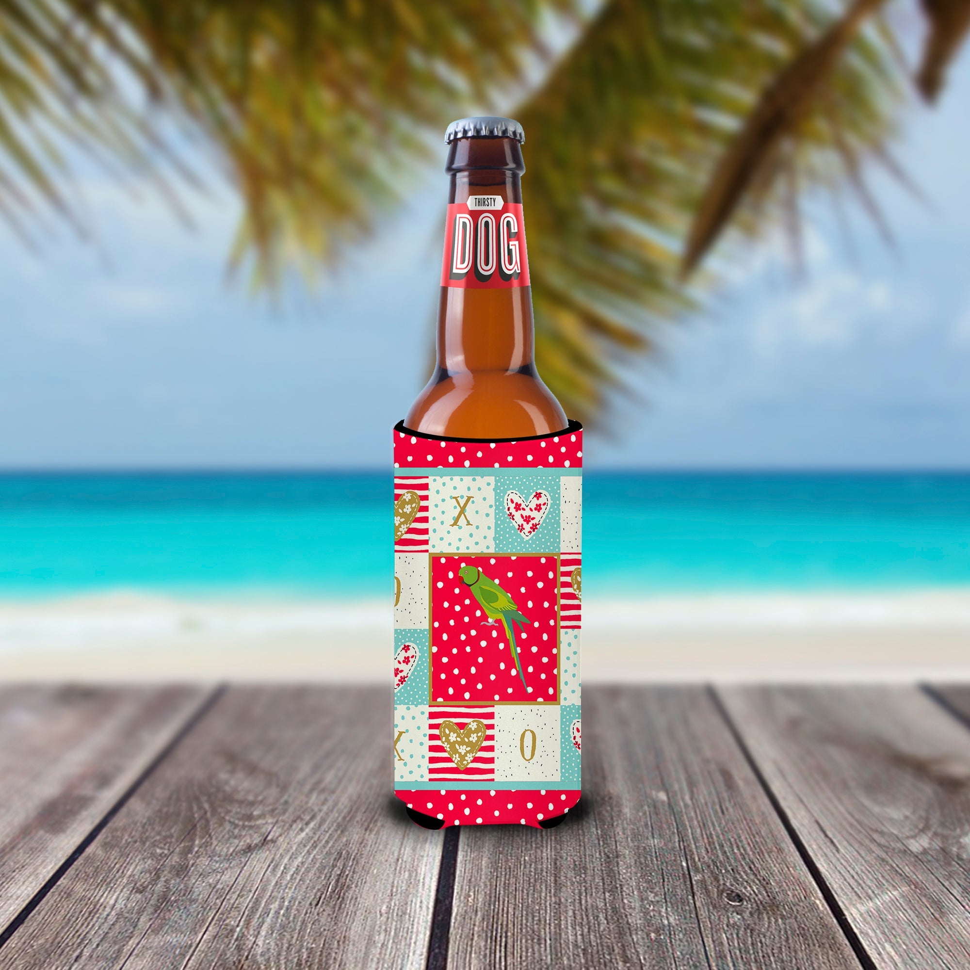 Ring-Necked Parakeet Love Slim Can Hugger , Insulated Foam Hugger for 12 oz Slim Cans, Beer Bottles & Water Bottles, Printed in USA