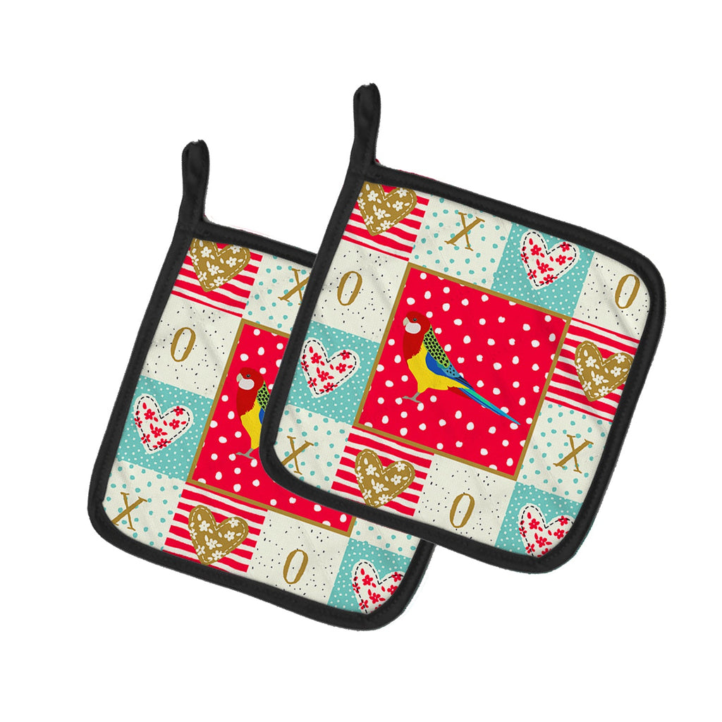 Rosella Love Pot Holder Set of 2 Heat Resistant Quilted Hot Pads 7.5 x 7.5 Inch, Insulated Kitchen Trivets for Cooking & Baking