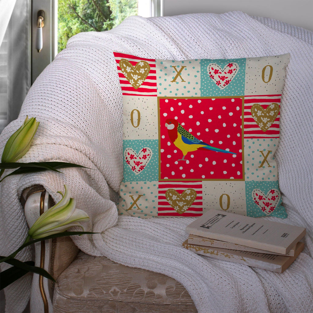 Rosella Love Decorative Throw Pillow 14x14 Indoor Outdoor Accent Cushion, Fabric Cover with Insert for Sofa, Bed, Porch & Living Room