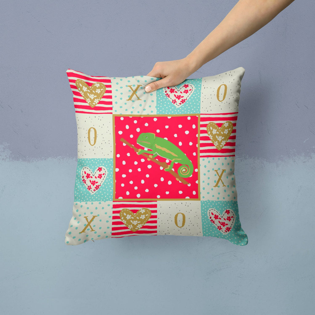 Chameleon Decorative Throw Pillow 14x14 Indoor Outdoor Accent Cushion, Fabric Cover with Insert for Sofa, Bed, Porch & Living Room