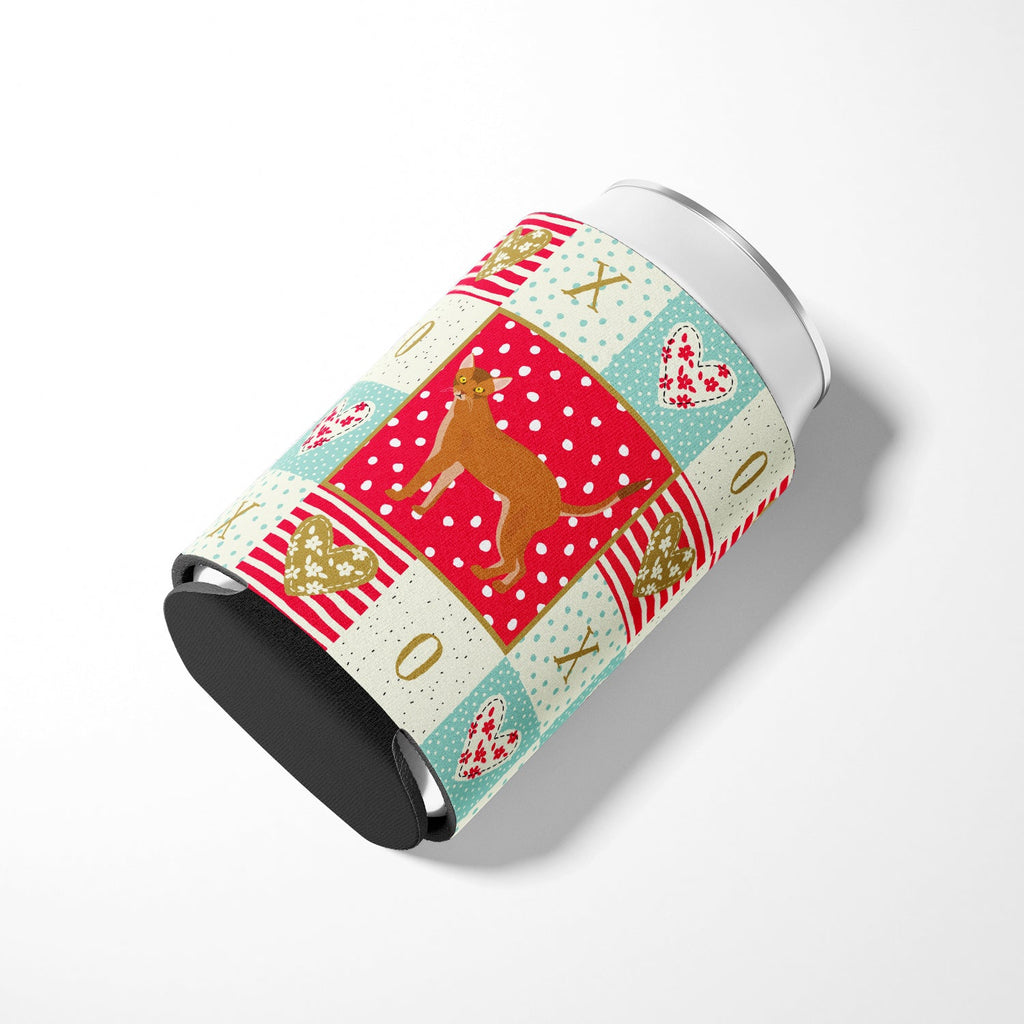 Red Abyssinian Cat Love Can or Bottle Hugger Cooler Sleeve for Standard 12 oz Cans, Insulated Foam Beer & Soda Can Hugger Reusable