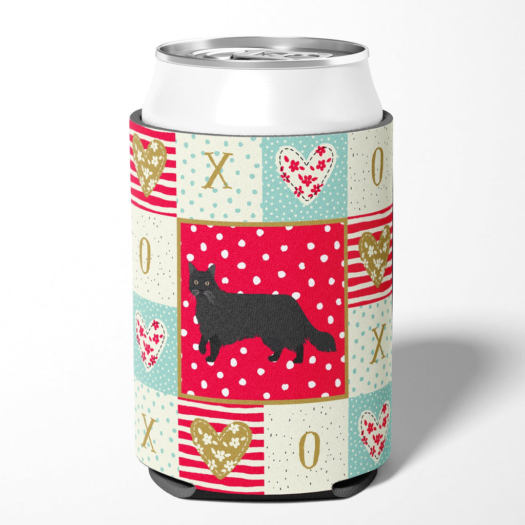 Black Chantilly Tiffany Cat Love Can or Bottle Hugger Cooler Sleeve for Standard 12 oz Cans, Insulated Foam Beer & Soda Can Hugger Reusable